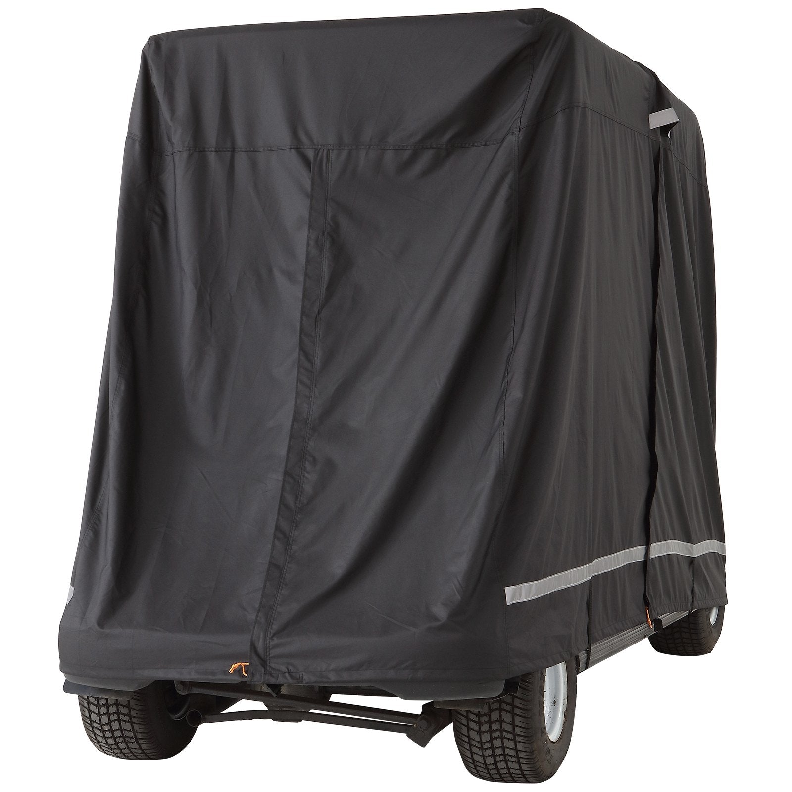 VEVOR 4 Passenger Golf Cart Cover, 600D Polyester Full Cover, Universal Fits for Most Brand Club Car Covers, Waterproof, Sunproof, and Dustproof Outdoor Golf Cart Cover with Three Zipper Doors, Black