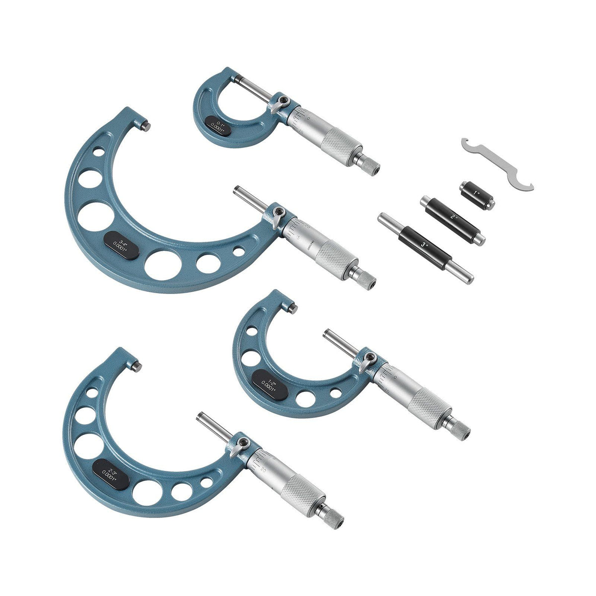 4 PCS Micrometer Set, 0–1/1–2/2–3/3–4 in Machinist Outside Micrometer, Ultra-Precision Accuracy, Professional Machinist Tools with Protective Case, for Metalworking &amp; Engineering