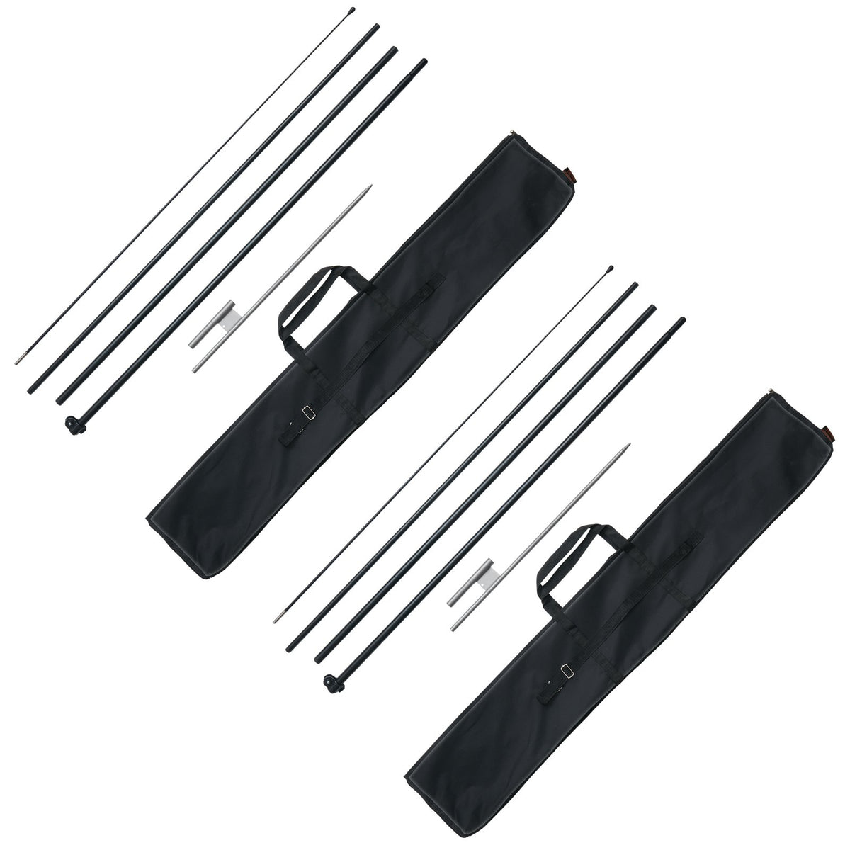 VEVOR Feather Flag Pole Kit 2 Packs Swooper Flag Pole 16.3 ft with Ground Stakes