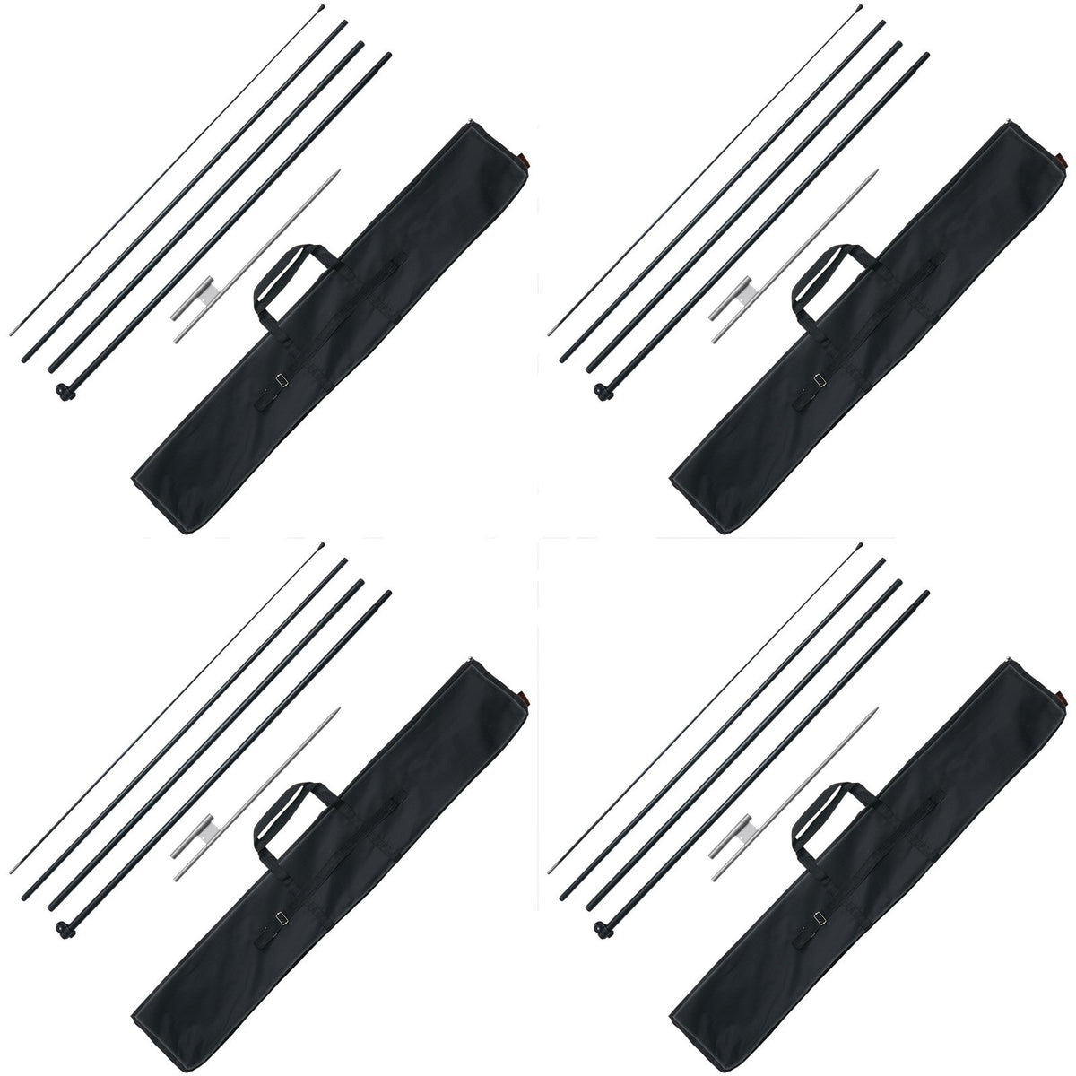 VEVOR Feather Flag Pole Kit 4 Packs Swooper Flag Pole 16.3 ft with Ground Stakes