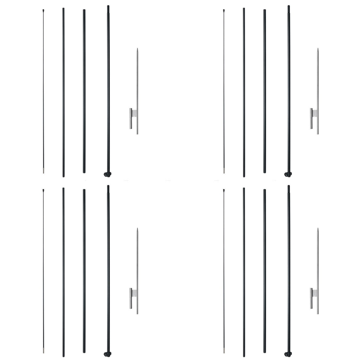 VEVOR Feather Flag Pole Kit 4 Packs Swooper Flag Pole 16.3 ft with Ground Stakes