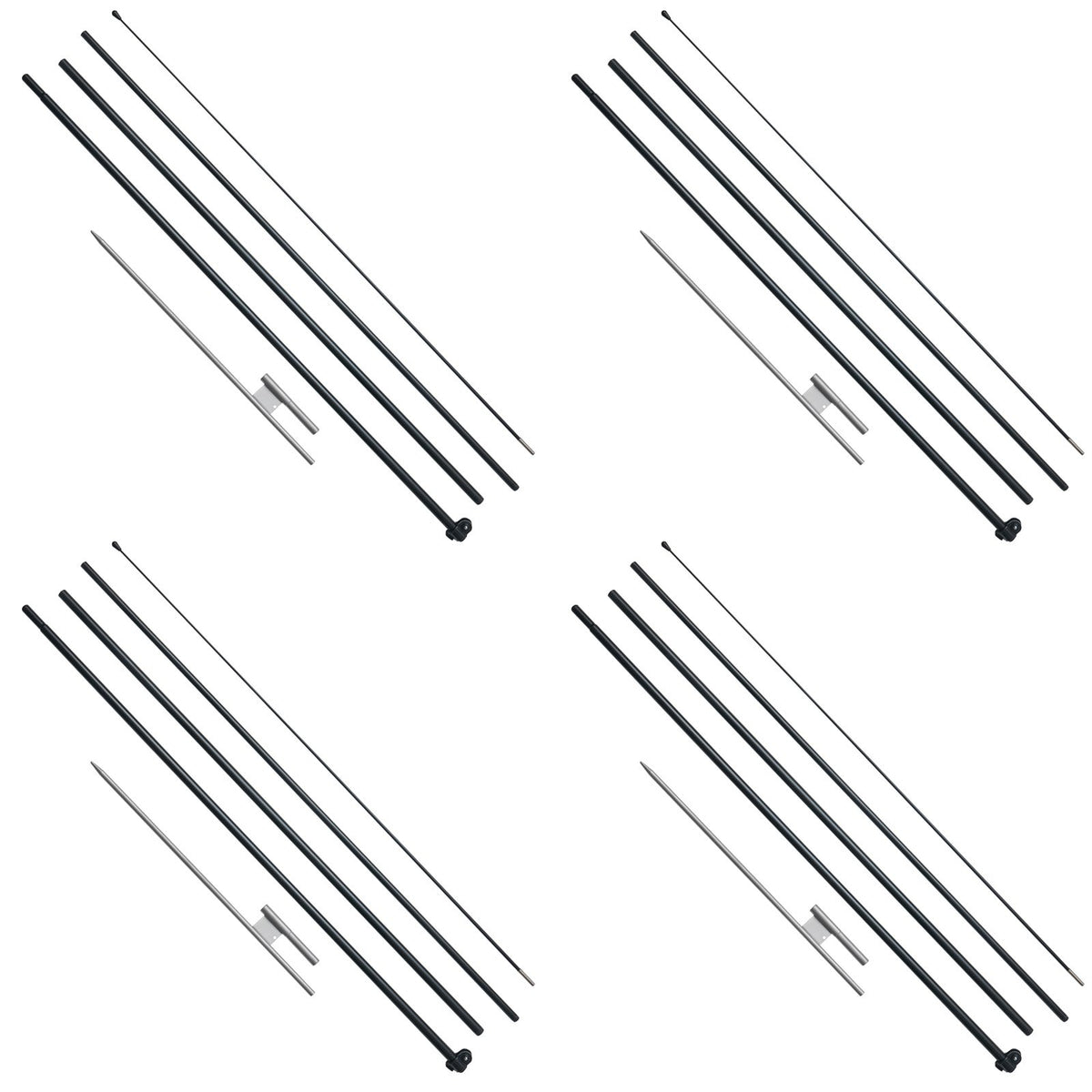 VEVOR Feather Flag Pole Kit 4 Packs Swooper Flag Pole 16.3 ft with Ground Stakes