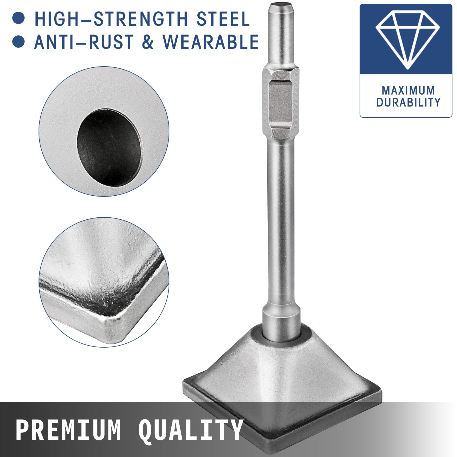 VEVOR Jack Hammer 1-1/8 Tamper Shank, Dirt Tamper 6x6 Compactor Plate with Electric Chisel Dirt Compactor, Demolition Jackhammer Bits Solid Compactor Breaker Hammer Concrete Tamper Asphalt Tools