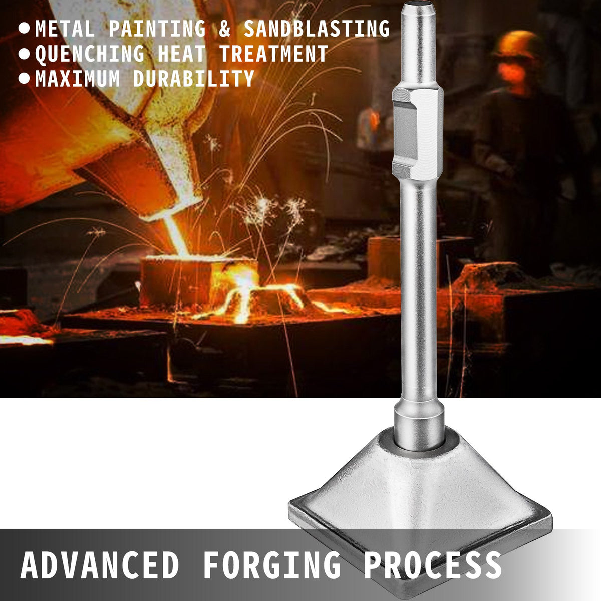 VEVOR Jack Hammer 1-1/8 Tamper Shank, Dirt Tamper 6x6 Compactor Plate with Electric Chisel Dirt Compactor, Demolition Jackhammer Bits Solid Compactor Breaker Hammer Concrete Tamper Asphalt Tools