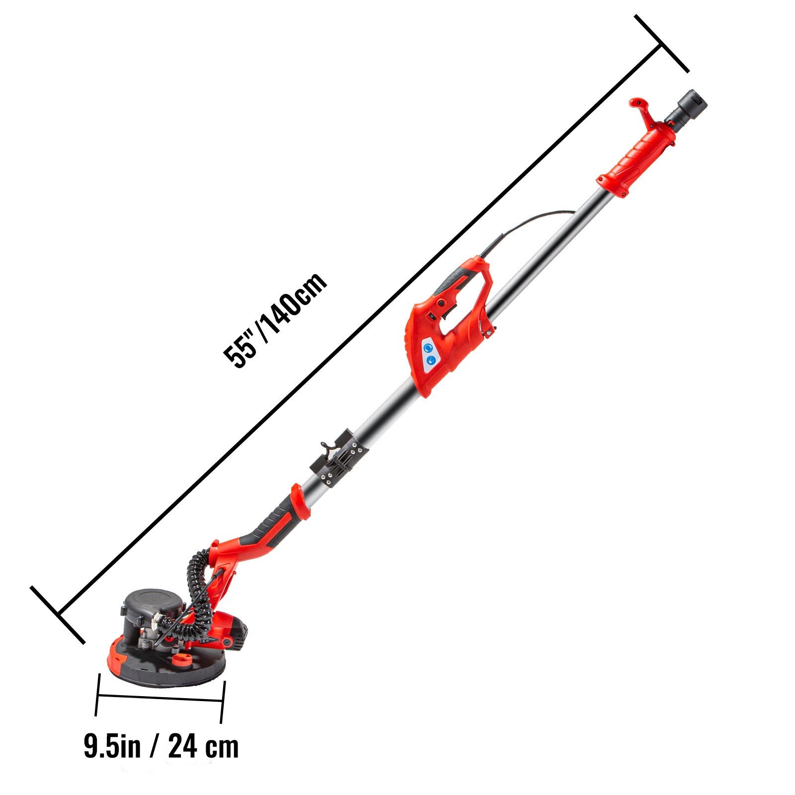 VEVOR Drywall Sander 750W Electric, Electric Sander Variable Speed 800-1750RPM, Drywall Sander Foldable Sheetrock Sander, with Telescope Handle ,Vacuum Bag Drywall Sanders 6 Sand Pads