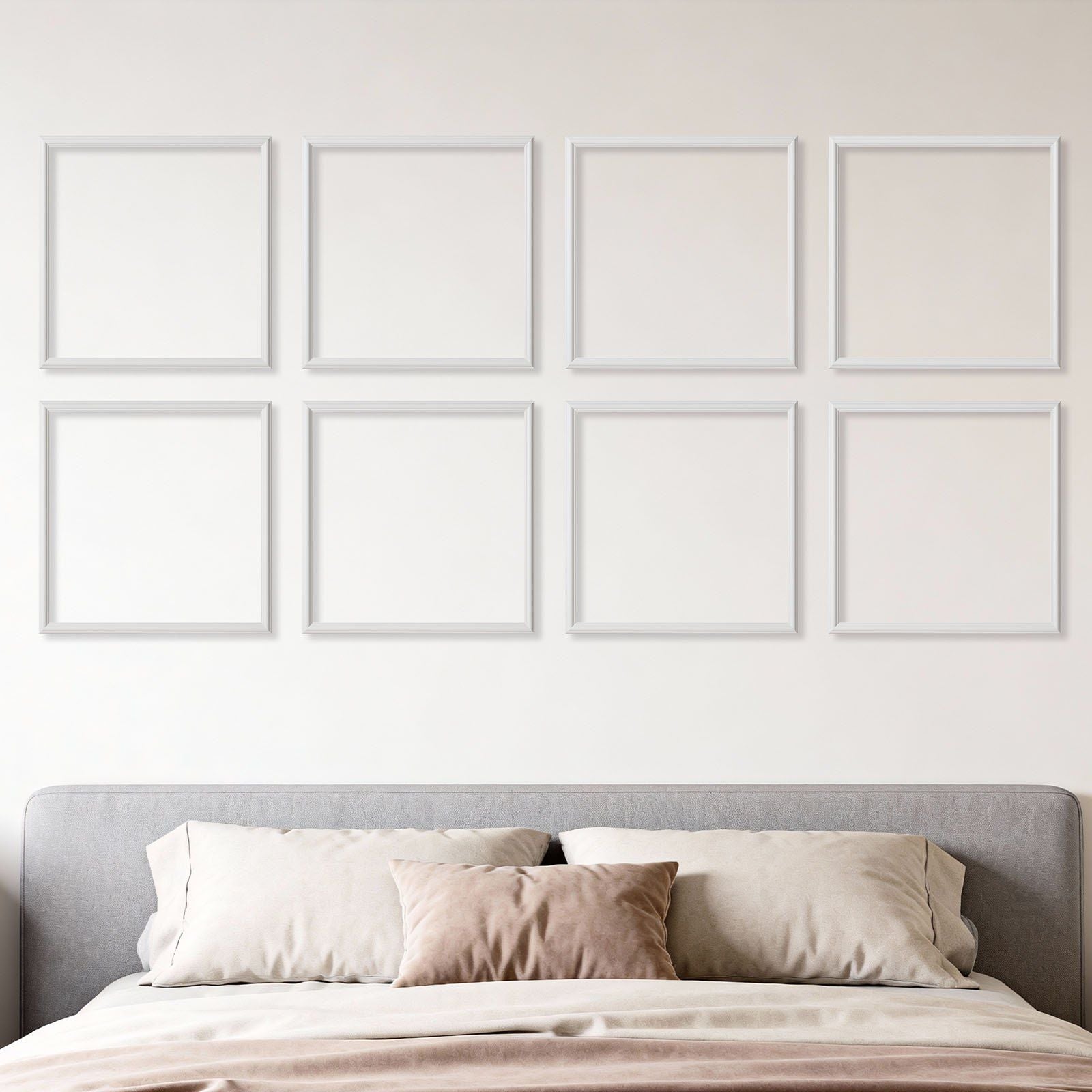 Wall Molding 12 Pack, 51 x 51 cm Wainscoting Panels Kit, Lightweight Paintable Polystyrene, Easy to Install, Waterproof Accent Wall Trim for Interior Décor Living Room, Bedroom, Home, White