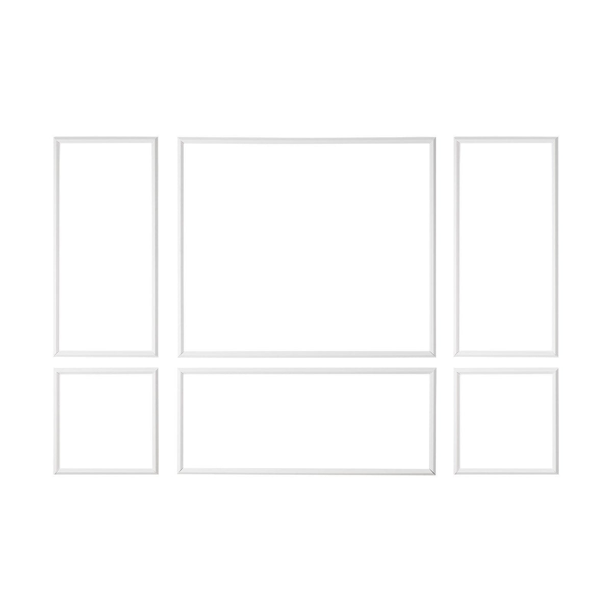 Wall Molding 3 Pack, Wainscoting Panels Kit, Lightweight Paintable Polystyrene, Easy to Install Accent Wall Trim for Interior Décor Living Room, Bedroom, Home, White (58x143 + 58x58 cm)