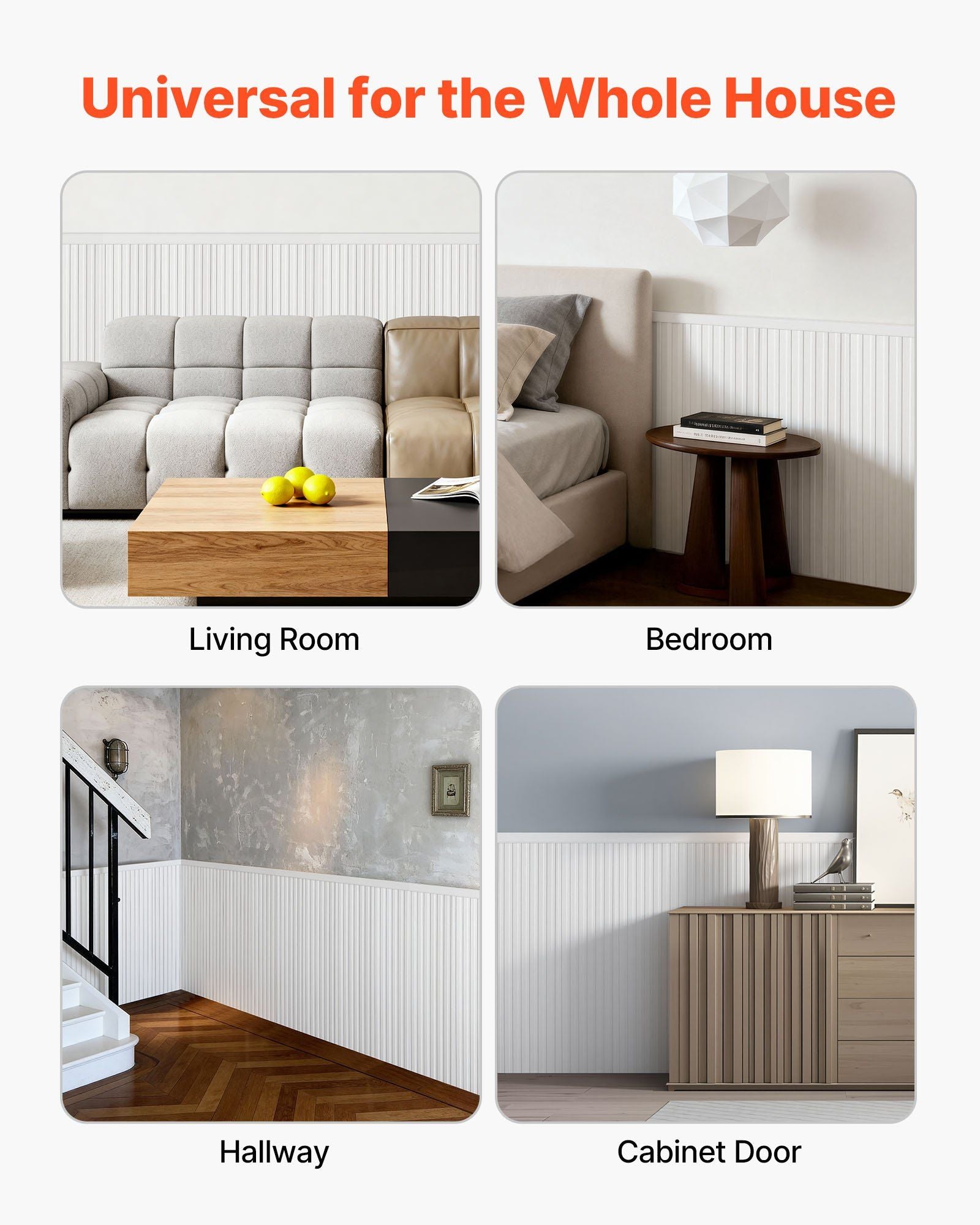 Wall Molding Kit, Wainscoting Panels, Lightweight Paintable Polystyrene, Easy to Install,  Wide & Narrow Accent Wall Trim for Interior Décor Living Room, Bedroom, Home, White (197 x 98 cm )