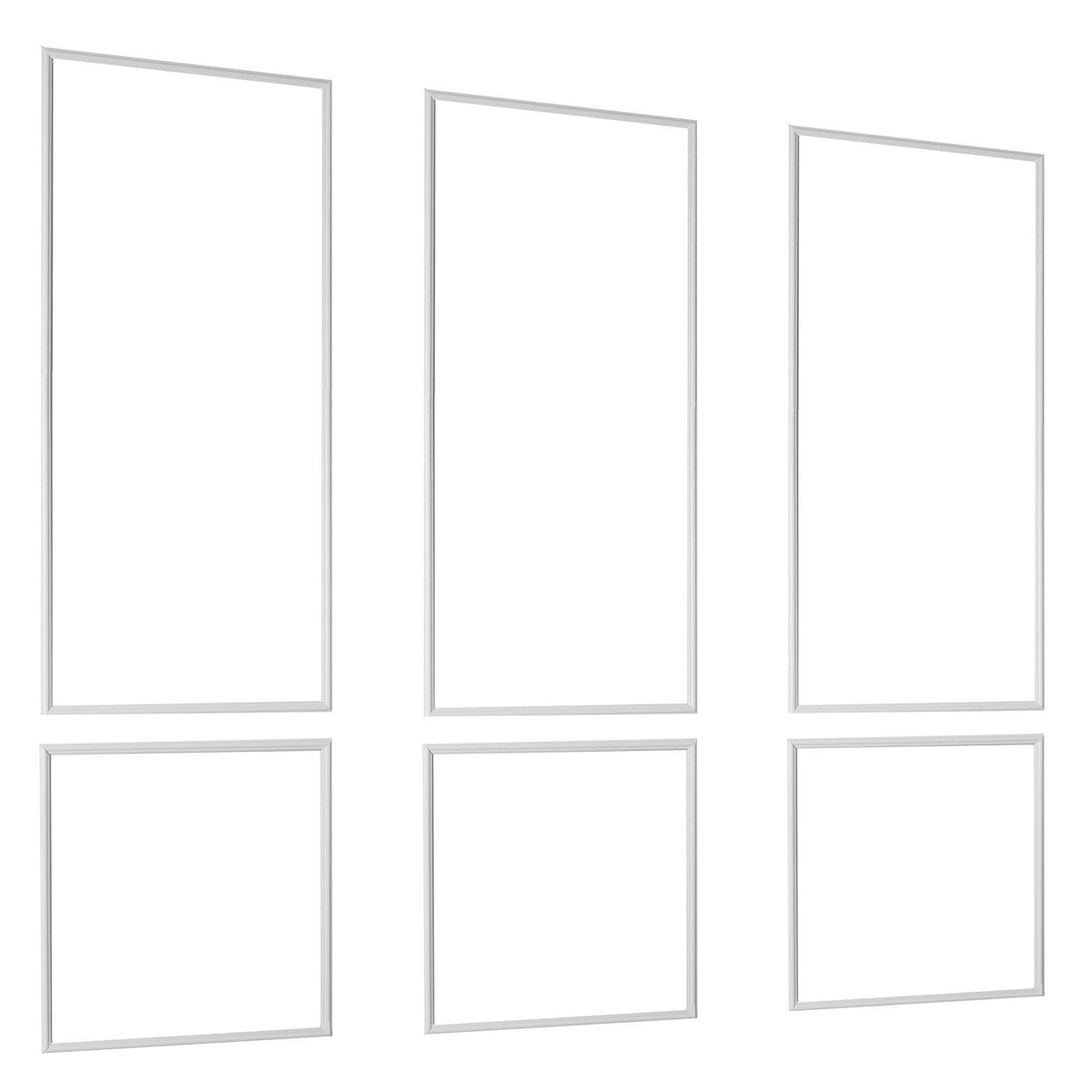 Wall Molding 3 Pack, Wainscoting Panels Kit, Lightweight Paintable Polystyrene, Easy to Install, Waterproof Accent Wall Trim for Interior Décor Living Room, Bedroom, White (61x137 + 61x61 cm)