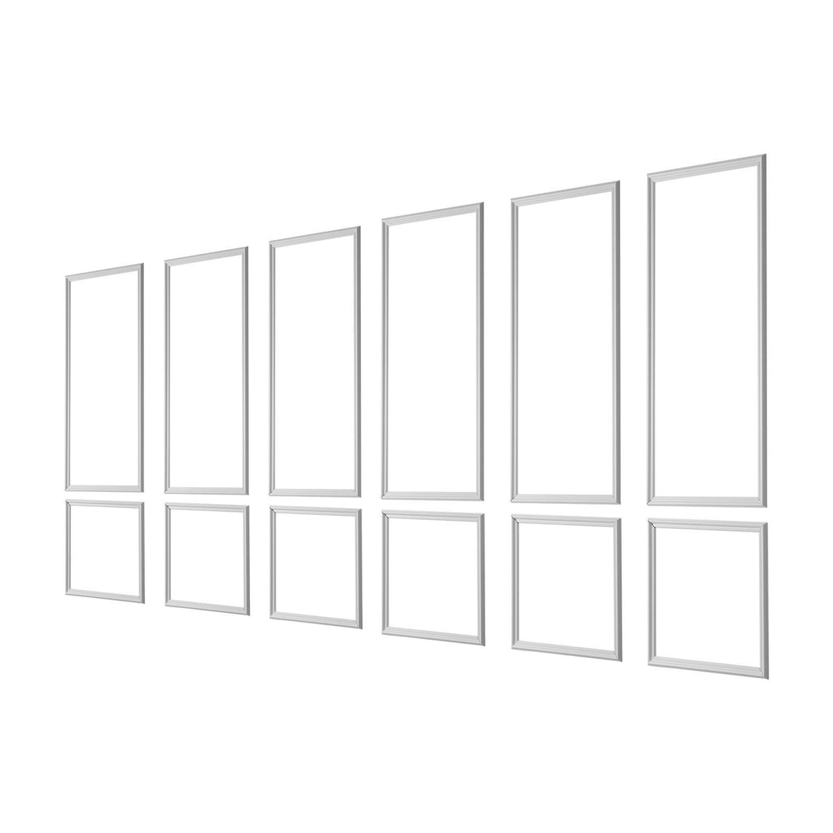 Wall Molding 6 Pack, Wainscoting Panels Kit, Lightweight Paintable Polystyrene, Easy to Install, Waterproof Accent Wall Trim for Interior Décor Living Room, Bedroom, White (61x137 + 61x61 cm)