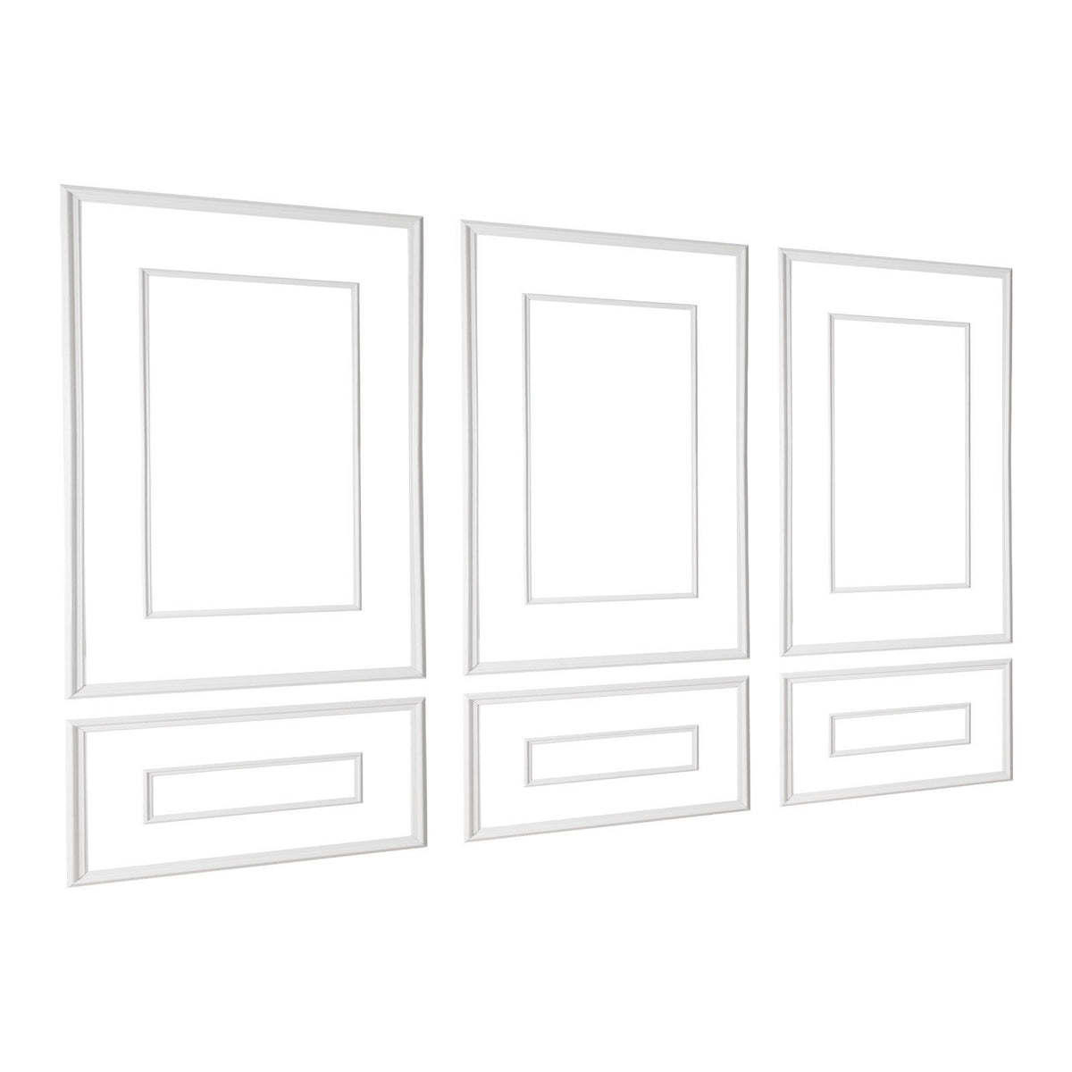 Wall Molding 3 Pack, Wainscoting Panels Kit with Dual-Line Wide &amp; Narrow Profile, Lightweight Paintable Polystyrene, Easy to Install Accent Wall Trim for Interior Living Room, Bedroom,White