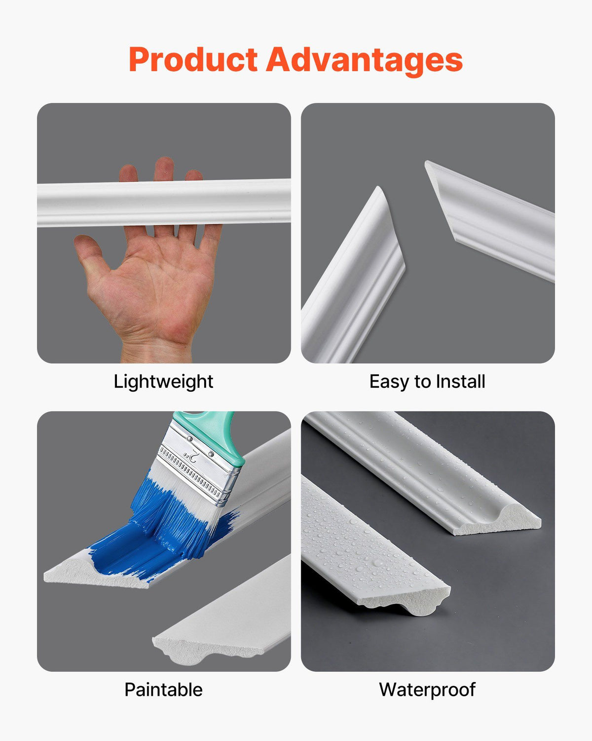 Wall Molding 3 Pack, Wainscoting Panels Kit with Dual-Line Wide & Narrow Profile, Lightweight Paintable Polystyrene, Easy to Install Accent Wall Trim for Interior Living Room, Bedroom,White