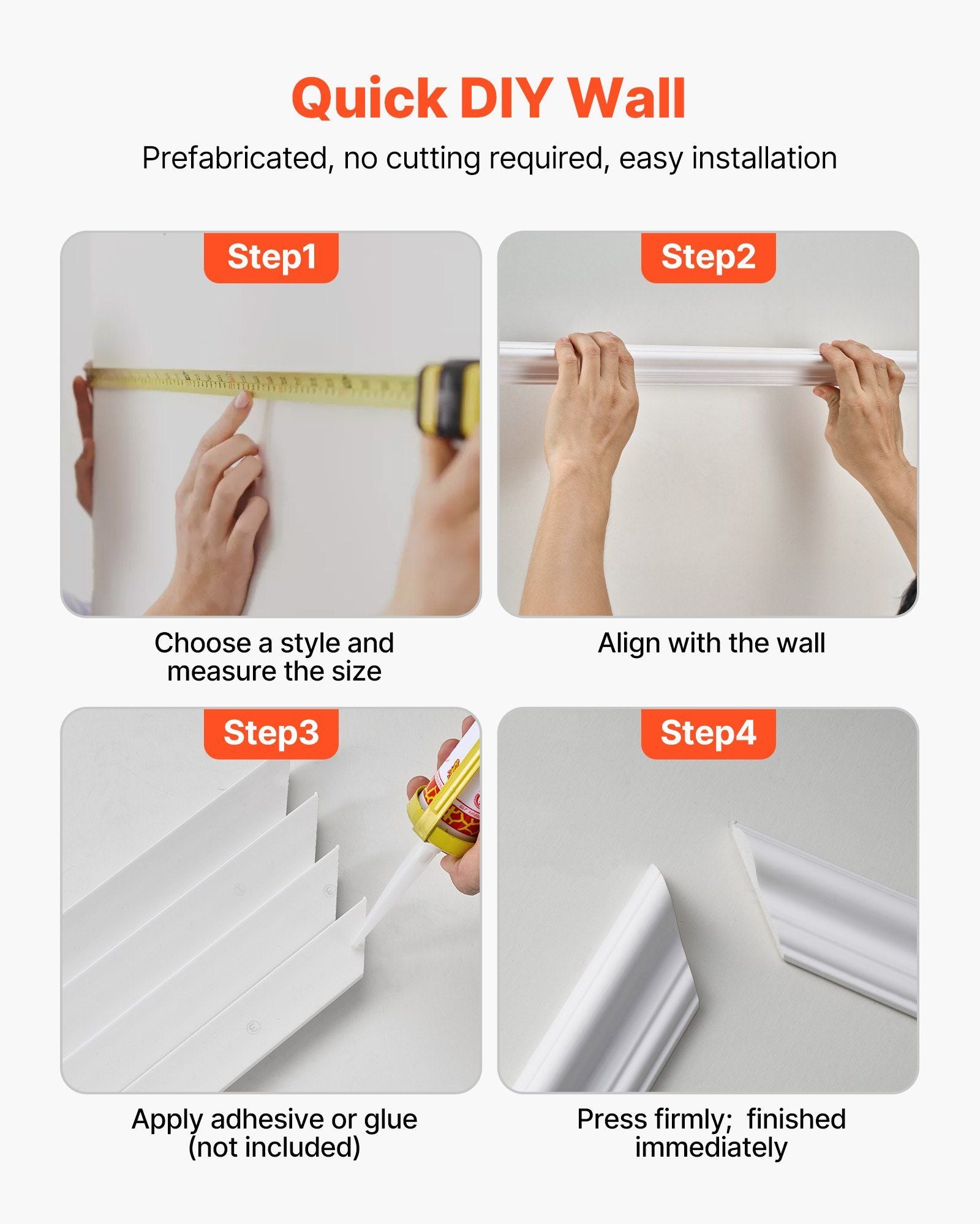 Wall Molding 3 Pack, Wainscoting Panels Kit with Dual-Line Wide & Narrow Profile, Lightweight Paintable Polystyrene, Easy to Install Accent Wall Trim for Interior Living Room, Bedroom,White