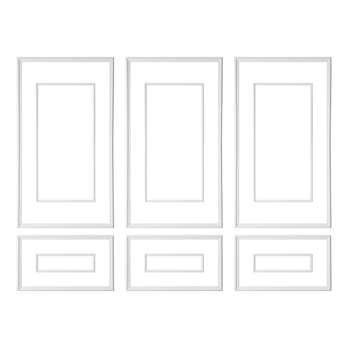 Wall Molding 3 Pack, Wainscoting Panels Kit with Dual-Line Wide & Narrow Profile, Lightweight Paintable Polystyrene, Easy to Install Accent Wall Trim for Interior Living Room, Bedroom,White