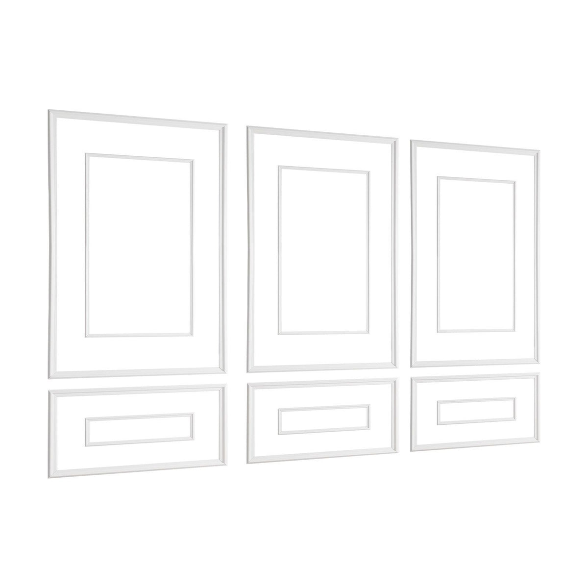 Wall Molding 3 Pack, Wainscoting Panels Kit with Dual-Line Wide & Narrow Profile, Lightweight Paintable Polystyrene, Easy to Install Accent Wall Trim for Interior Living Room, Bedroom,White