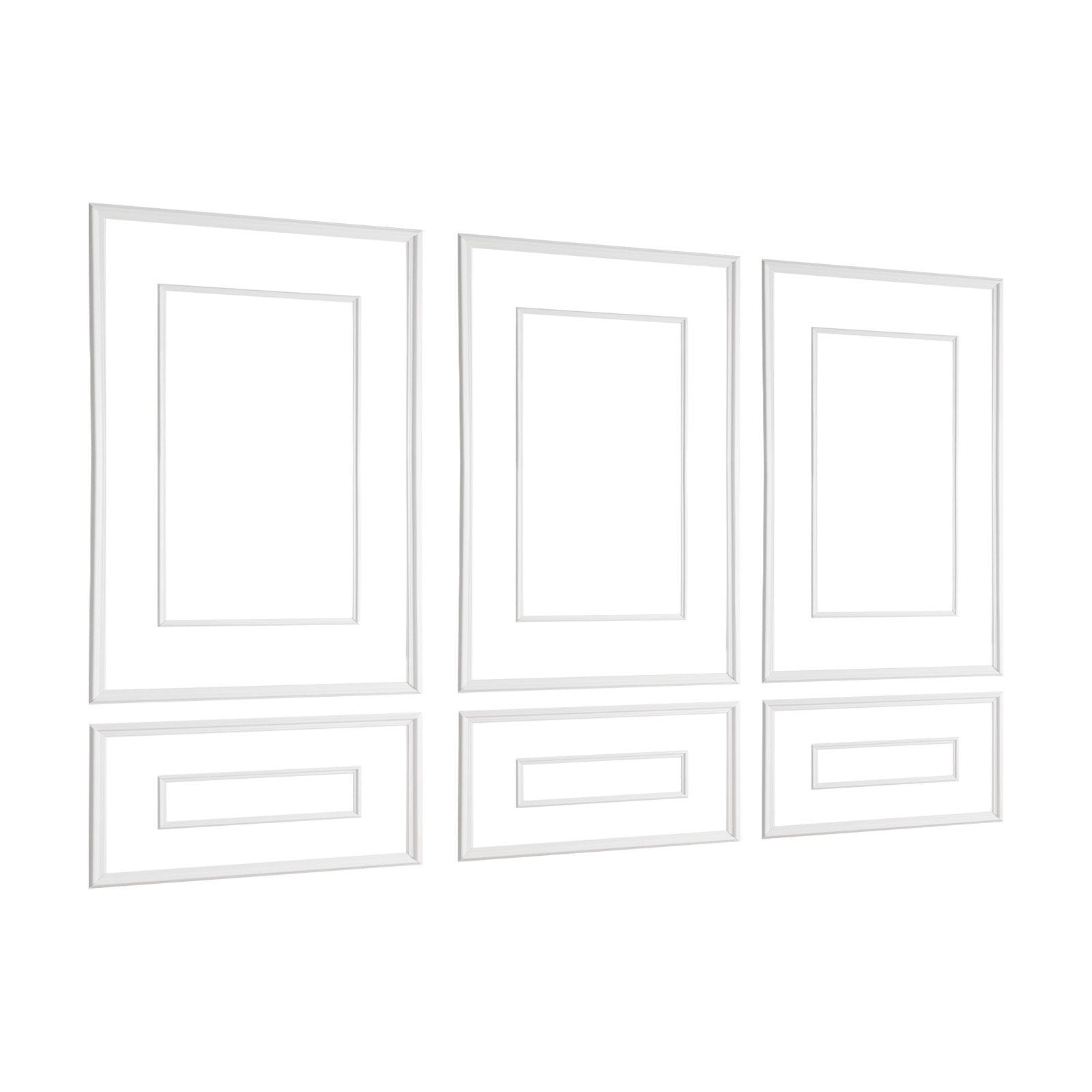 Wall Molding 3 Pack, Wainscoting Panels Kit with Dual-Line Wide & Narrow Profile, Lightweight Paintable Polystyrene, Easy to Install Accent Wall Trim for Interior Living Room, Bedroom,White
