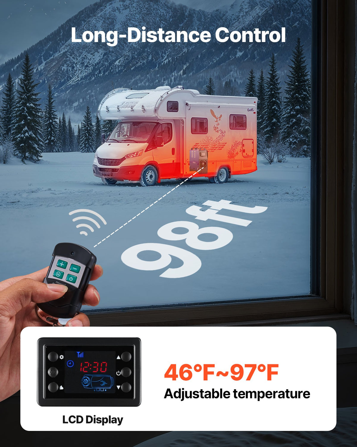 VEVOR Diesel Heater, 8KW, DC 12V/24V, All in One Portable Diesel Air Heater with Remote Control and LCD Screen, Fast Heating Low Noise, 5 L Fuel Tank for Vehicles, Vans, RVs, Campers, and Trucks