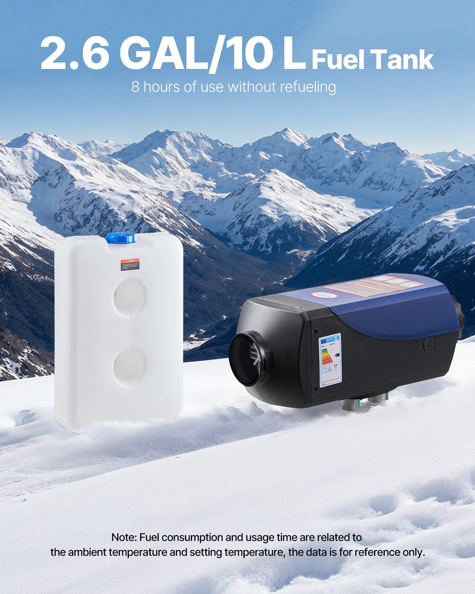 VEVOR Diesel Heater, 8KW, DC 12V/24V, Portable Diesel Air Heater with Remote Control and LCD Screen, Fast Heating Low Noise, 10 L Large Fuel Tank for Vehicles, Vans, RVs, Campers, and Trucks