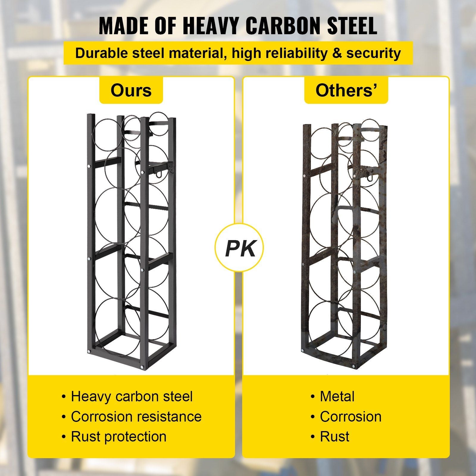 Refrigerant Tank Rack with 3x30lb and Other 3 Saving Space, Cylinder Tank Rack 46x13x4-inch, Refrigerant Cylinder Rack Gas Cylinder Racks and Holders, for Gas Oxygen Nitrogen Storage