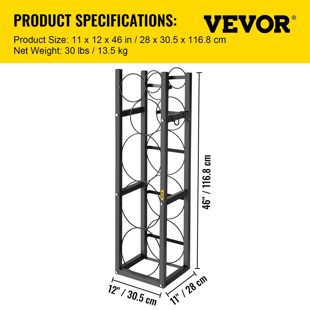 Refrigerant Tank Rack with 3x30lb and Other 3 Saving Space, Cylinder Tank Rack 46x13x4-inch, Refrigerant Cylinder Rack Gas Cylinder Racks and Holders, for Gas Oxygen Nitrogen Storage