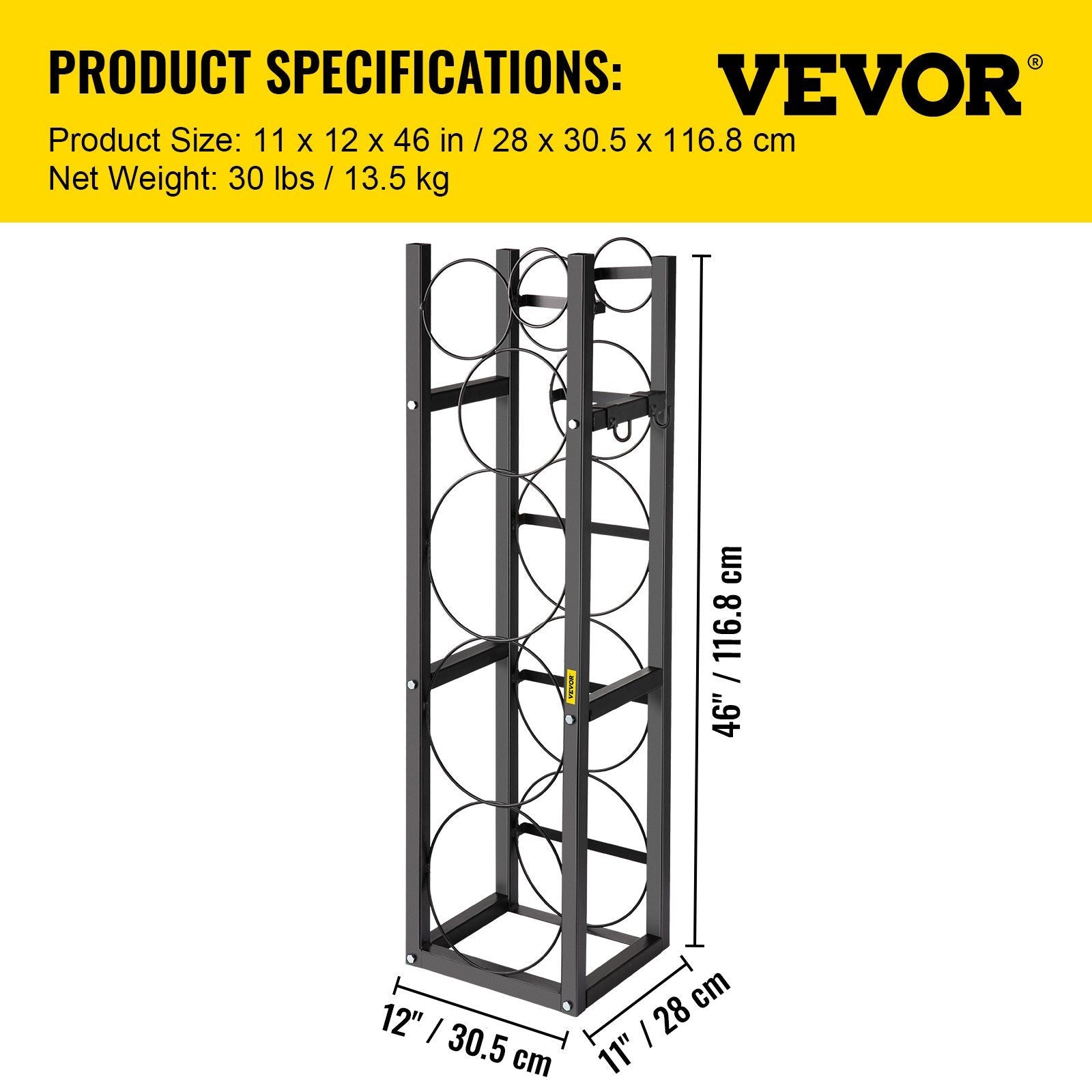 Refrigerant Tank Rack with 3x30lb and Other 3 Saving Space, Cylinder Tank Rack 46x13x4-inch, Refrigerant Cylinder Rack Gas Cylinder Racks and Holders, for Gas Oxygen Nitrogen Storage