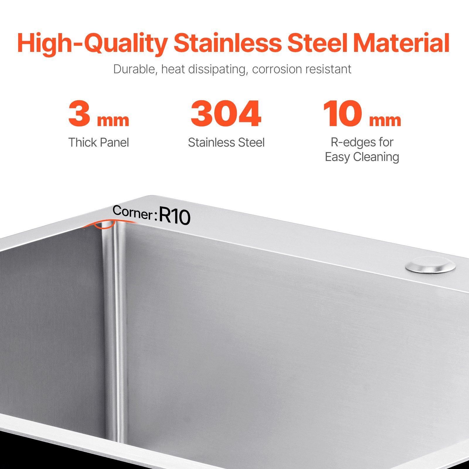 25 inch Kitchen Sink Workstation, 304 Stainless Steel Top Mount Sinks, Drop-In Single Bowl Farmhouse Basin with Accessories, Household Dishwasher Sinks for RV, Prep Kitchen, Laundry Room, Bar