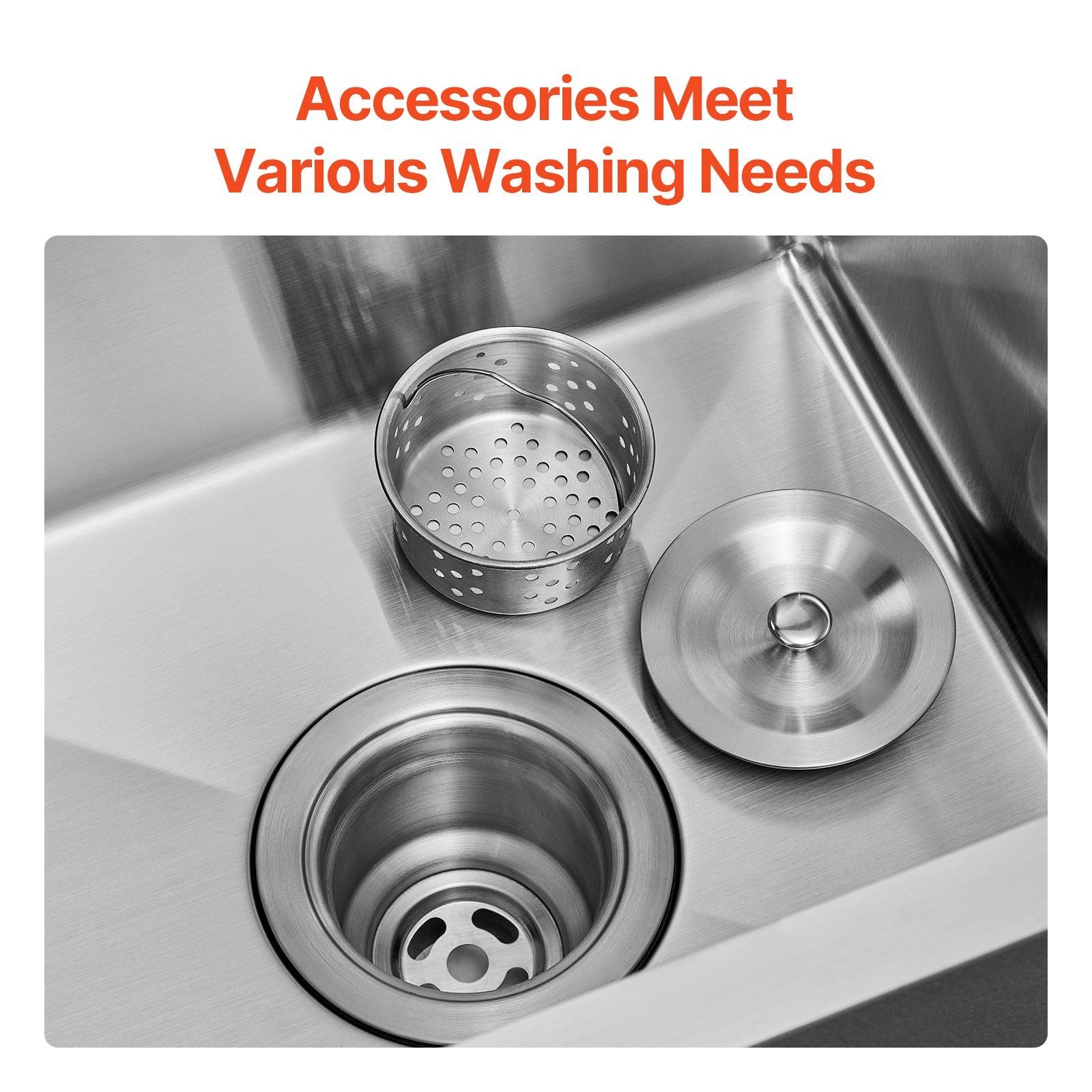 25 inch Kitchen Sink Workstation, 304 Stainless Steel Top Mount Sinks, Drop-In Single Bowl Farmhouse Basin with Accessories, Household Dishwasher Sinks for RV, Prep Kitchen, Laundry Room, Bar