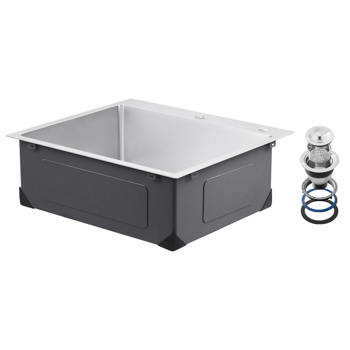 25 inch Kitchen Sink Workstation, 304 Stainless Steel Top Mount Sinks, Drop-In Single Bowl Farmhouse Basin with Accessories, Household Dishwasher Sinks for RV, Prep Kitchen, Laundry Room, Bar