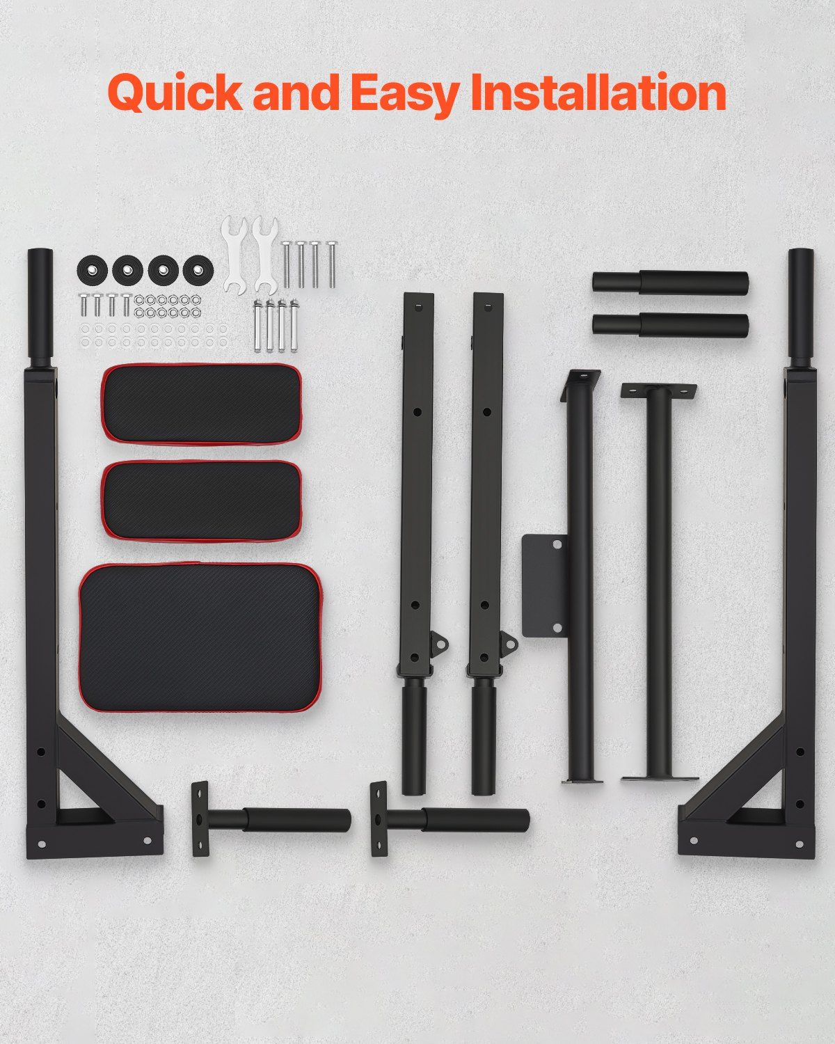 Multifunctional Pull Up Bar, Wall Mounted Chin Up Bar Dip Station for Home Gym, Heavy Duty Steel Upper Body Workout Pull Ups, Power Tower Set Training Equipment Fitness, 440 lbs Weight Capacity