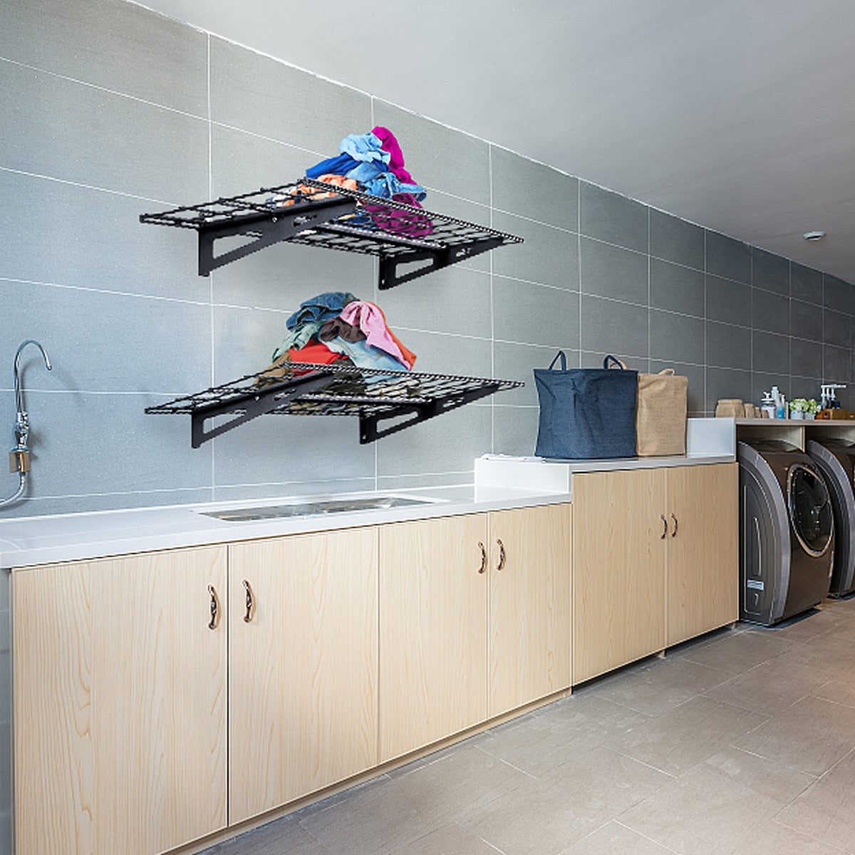 VEVOR Garage Storage Shelving, 2 Pack, 48 x 12 in Heavy Duty Garage Shelves Wall Mounted, 400 lbs Load Capacity(Total) Garage Storage Rack Floating Shelves, Suitable for Shop, Shed, Garage Storage