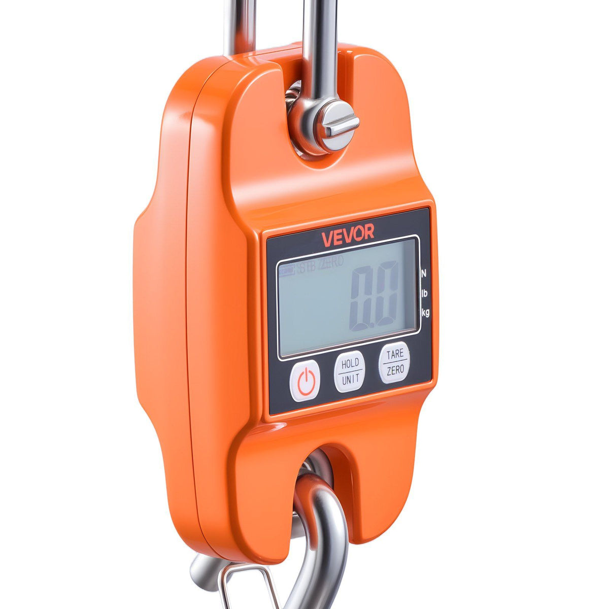 Digital Crane Scale, 880 lbs/400 kg Max Capacity, Handheld Hanging Scale with Cast Aluminum Case & LCD Display, 100 g Division & 3 Unit Switch, Auto-Off Setting for Farm Hunting Fishing, Orange