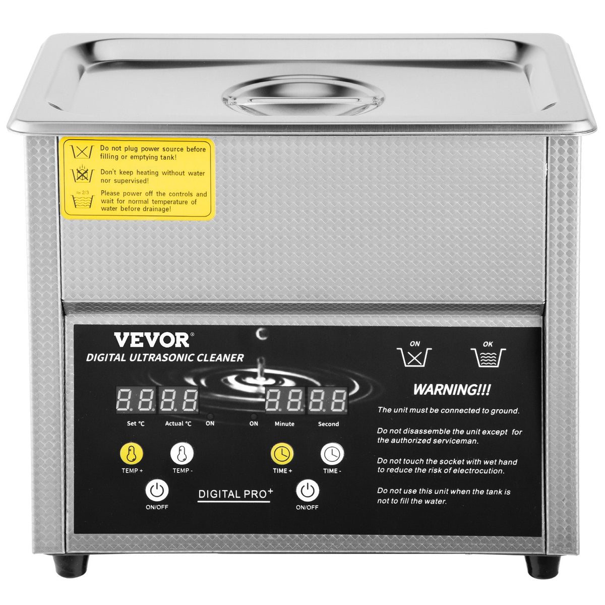VEVOR Digital Ultrasonic Cleaner 3L Ultrasonic Cleaning Machine 220V 50kHz Sonic Cleaner Machine 304 Stainless Steel Ultrasonic Cleaner Machine with Heater and Timer for Cleaning Jewelry Glasses Watch