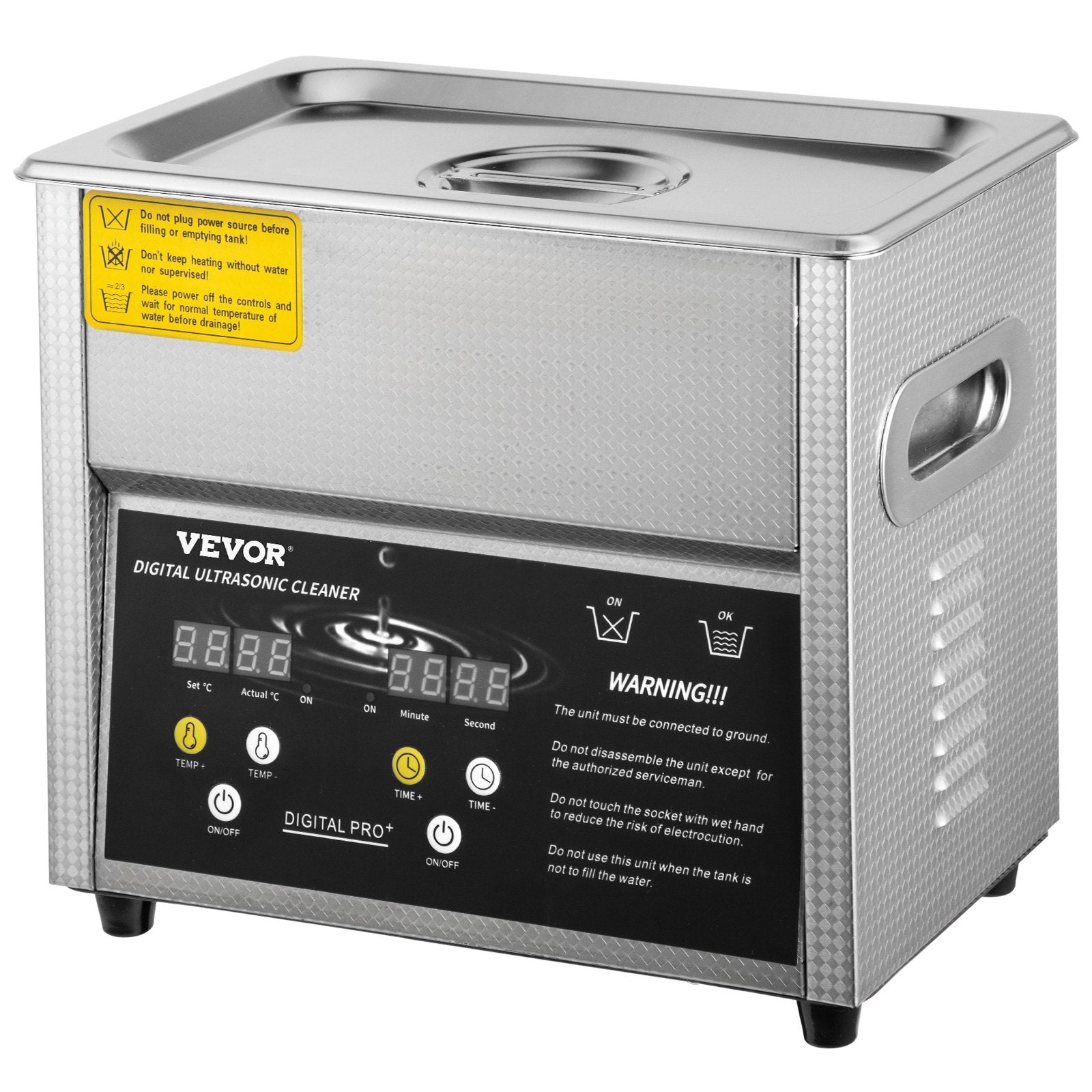 VEVOR Digital Ultrasonic Cleaner 3L Ultrasonic Cleaning Machine 220V 50kHz Sonic Cleaner Machine 304 Stainless Steel Ultrasonic Cleaner Machine with Heater and Timer for Cleaning Jewelry Glasses Watch