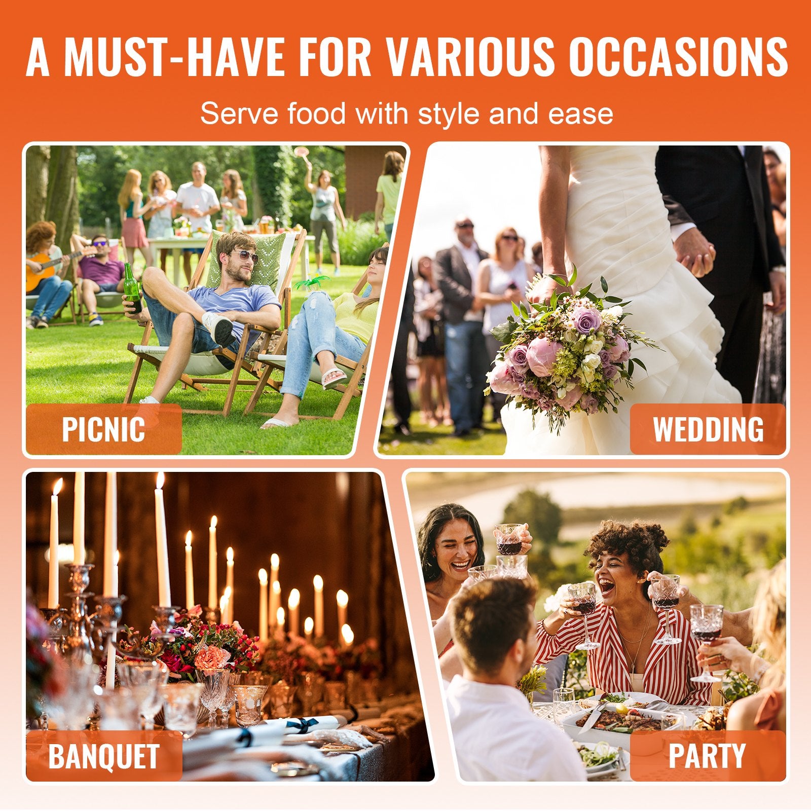 VEVOR Roll Top Chafing Dish Buffet Set, 5.5L 2 Pack, Stainless Steel Chafer with 2 Full Size Pans, Round Catering Warmer Server with Lid Water Pan Stand Fuel Holder, for at Least 5 People Each