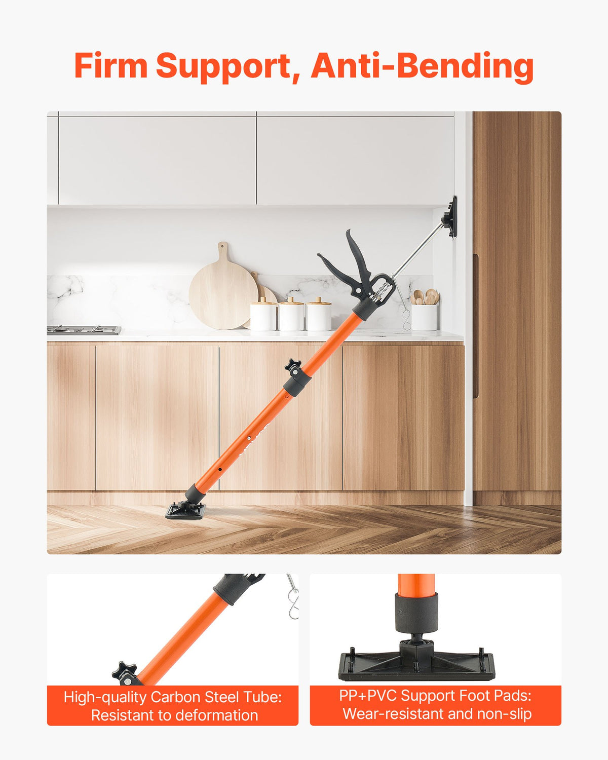 VEVOR Cabinet Jack Support Pole, 2-Pack, 54-155 cm Steel Telescopic Quick Support Rod, Adjustable 3rd Hand System up to 70 kg Capacity for Installing Cabinets, Lifting Drywall, Cargo Bars