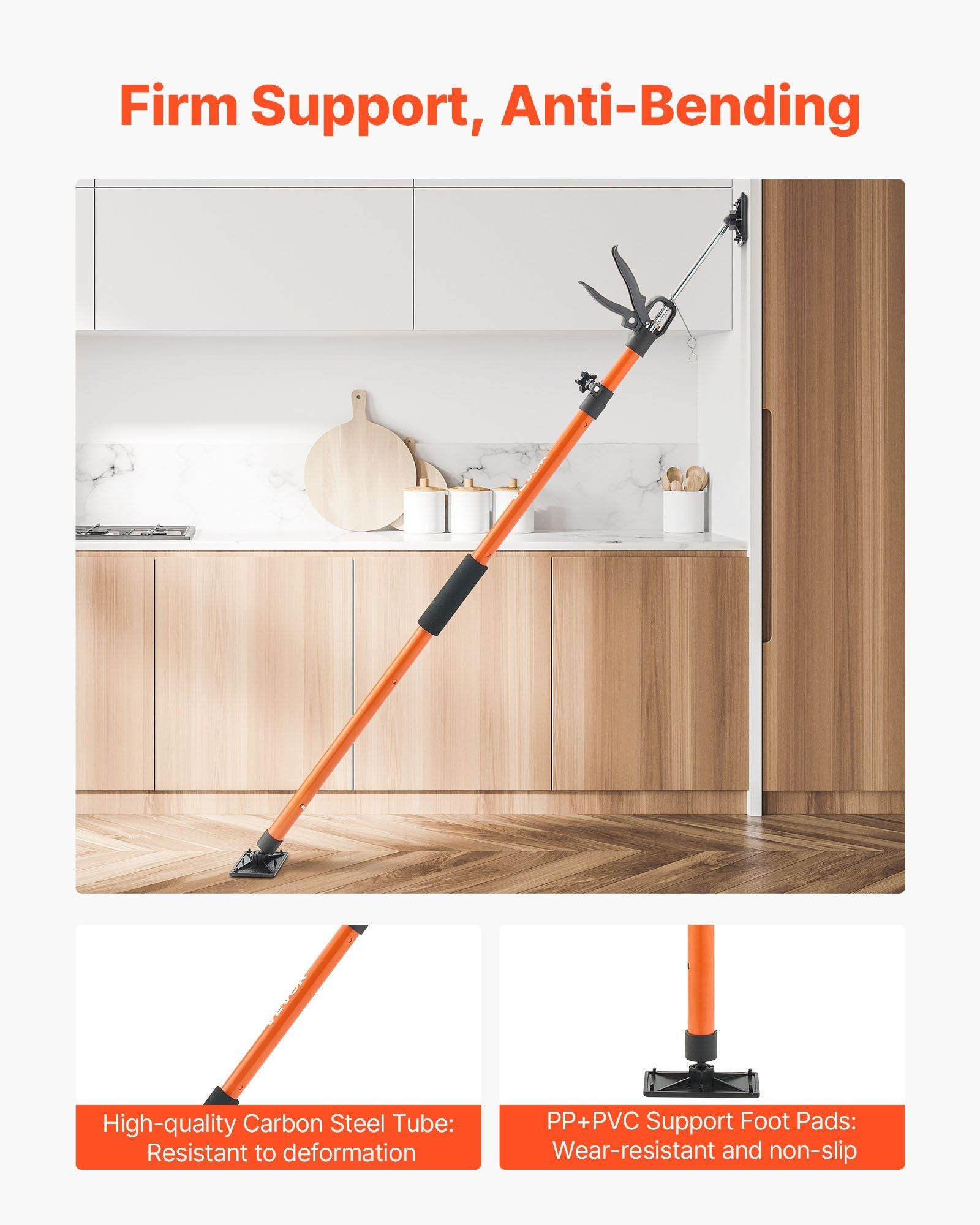 Cabinet Jack Support Pole, 2-Pack, 116-290 cm Steel Telescopic Quick Support Rod, Adjustable 3rd Hand System up to 70 kg Capacity for Installing Cabinets, Lifting Drywall, Cargo Bars