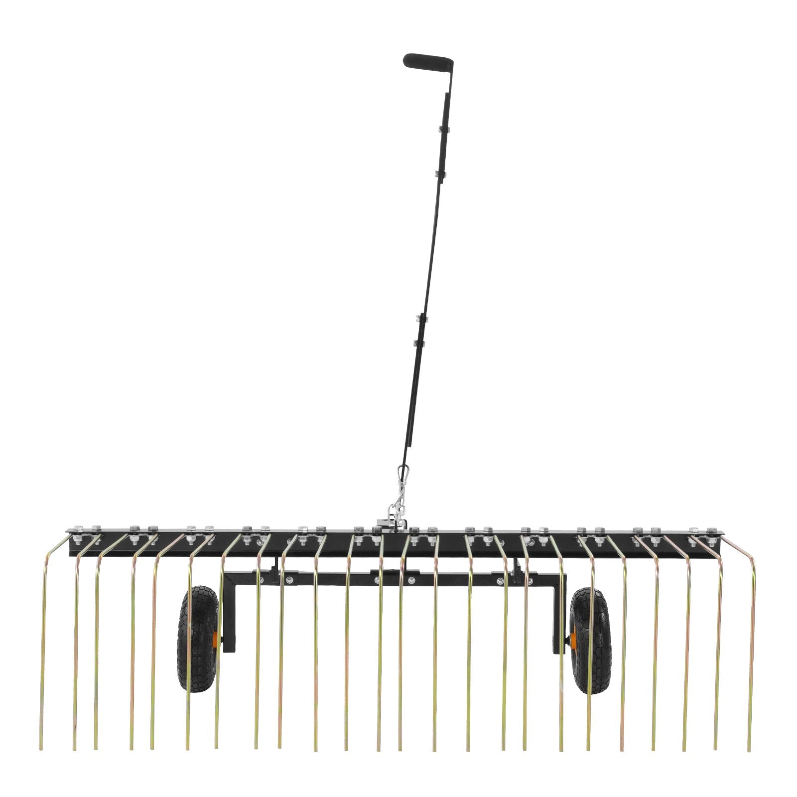 VEVOR Tow Behind Dethatcher, 1.5m Tow Dethatcher with 24 Steel Tines, Lawn Dethatcher Rake for ATV or Mower, Tow Behind Lawn Rake with Lift Handle for Leaves, Pine Needles, and Grass