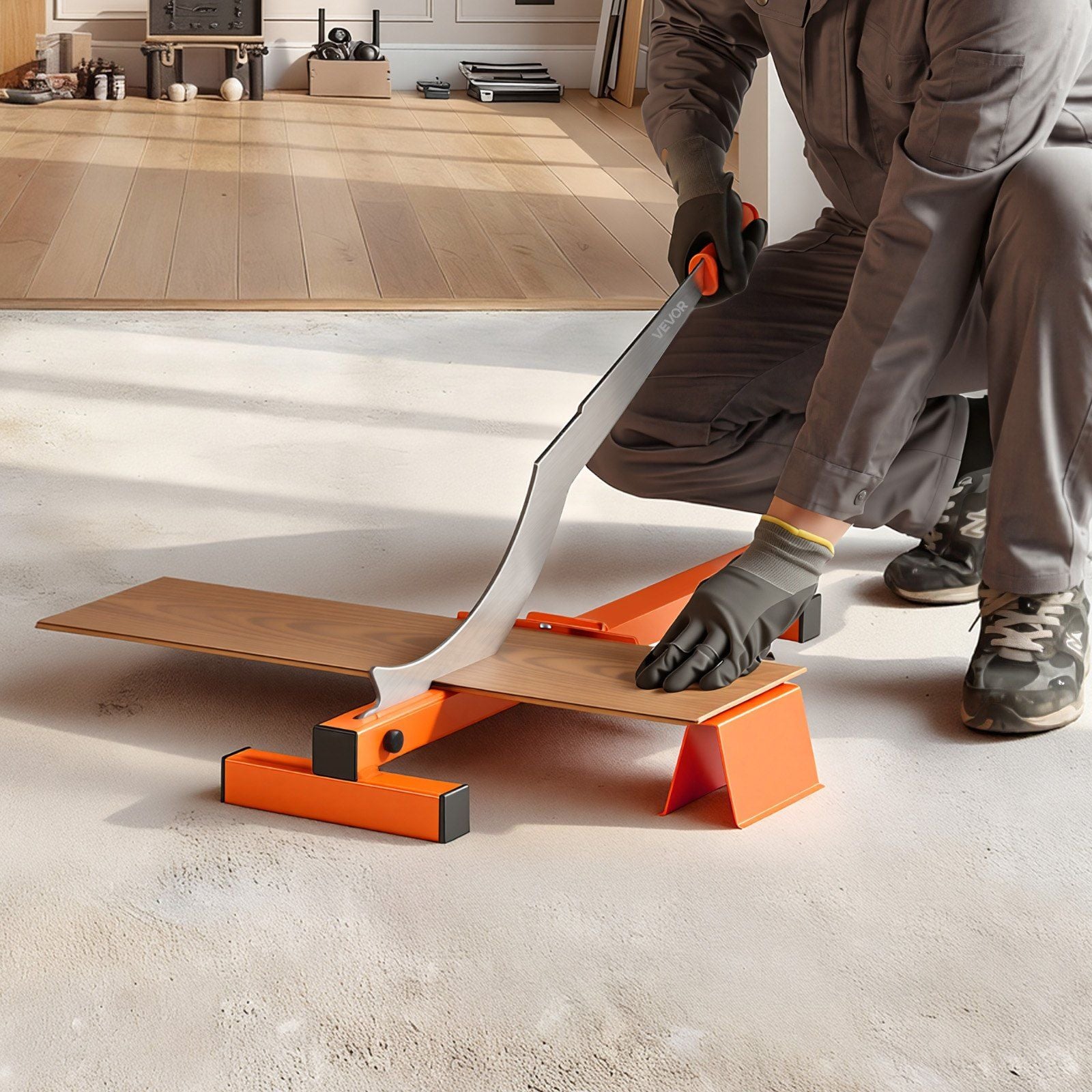 304.8mm Vinyl Floor Cutter, 10mm Thick Laminate Flooring Cutter with Cutting Angle Guide, Rubber Handle, Honing Stone, D2 Steel Blade for Cutting Laminate, Vinyl, Home Renovation