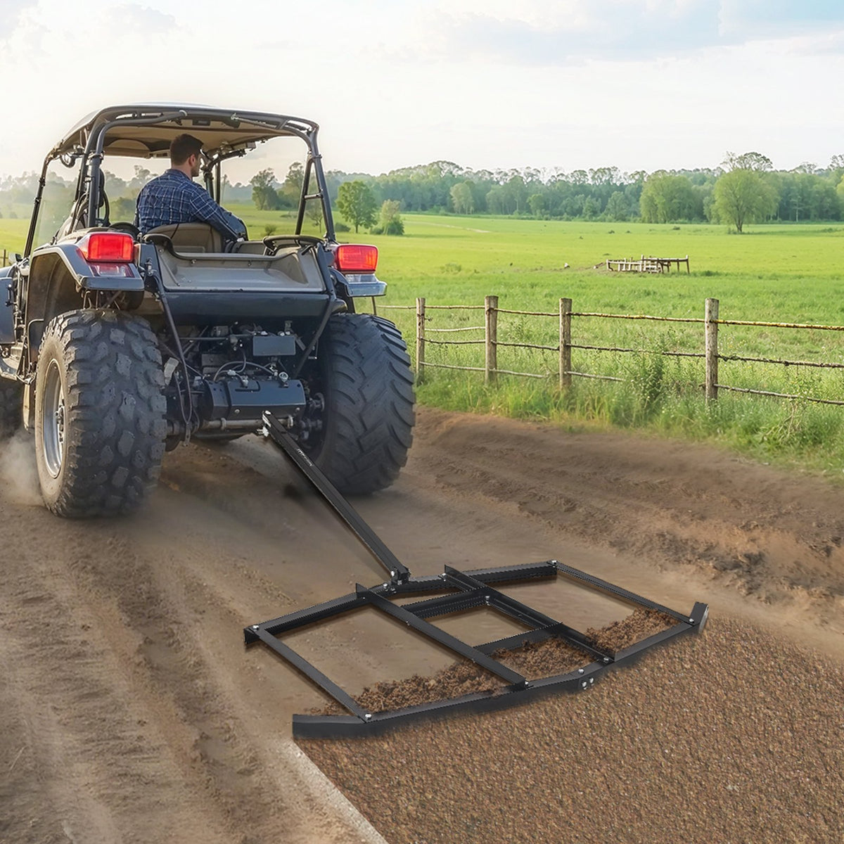 VEVOR Drag Harrow, 74" Width Tow Behind Drag Harrow, Q235 Steel Driveway Grader with Adjustable Bars & Pin Hitch, Support up to 50 lbs, Tractor Driveway Harrow for ATVs, UTVs, Garden Lawn Tractors