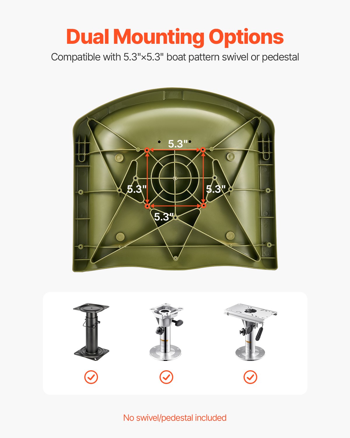 VEVOR Boat Seat, Low Backrest, Folding Fishing Boat Seat with Thickened Sponge Cushion & PU Polyester Fabric, Strong PP Frame, Flip Up Boat Seat for Fishing Boats, Yachts, Ships, Camouflage Color