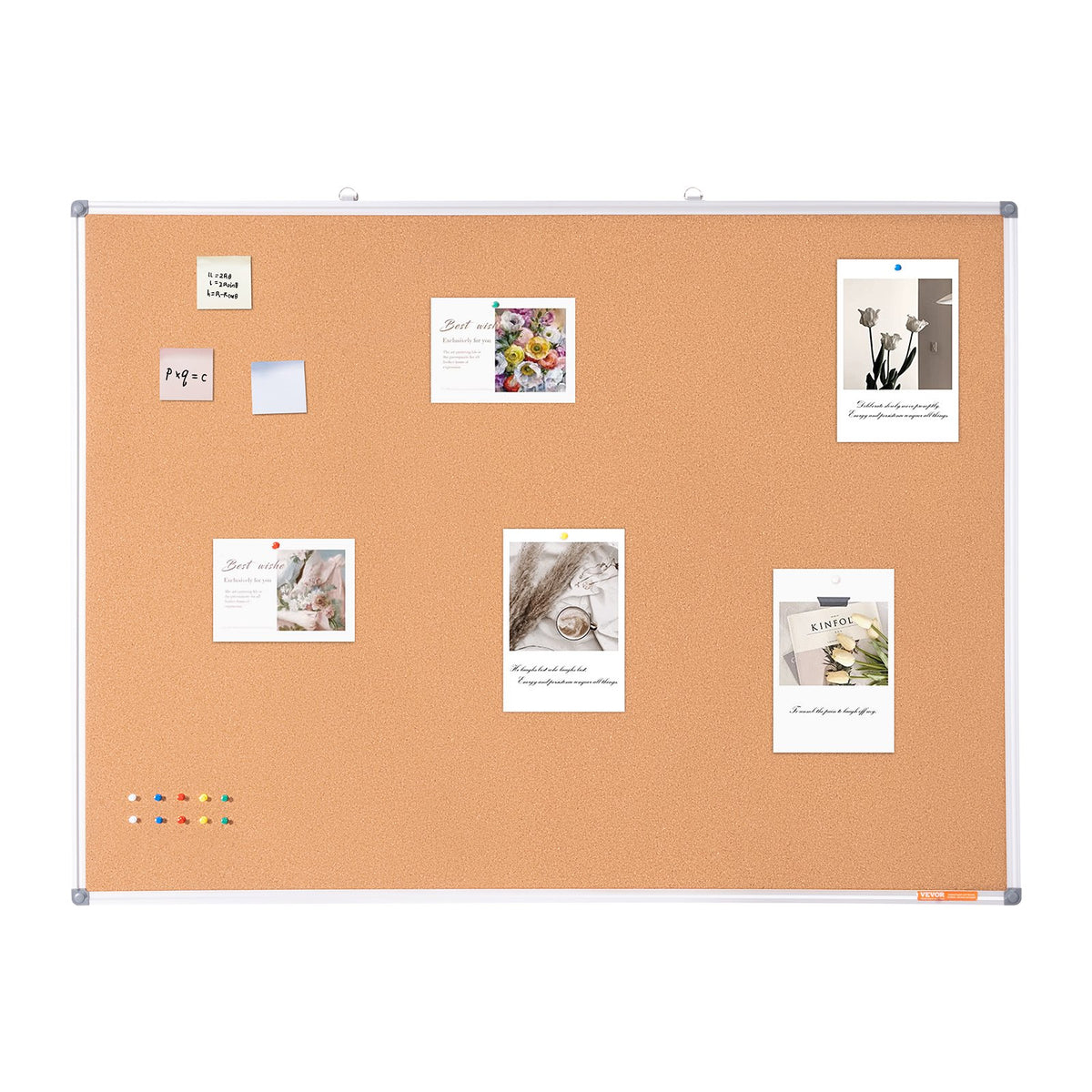 VEVOR 48"x36" Large Cork Board – Wall-Mounted Bulletin Board with Pin Board – Perfect for School, Home, Office