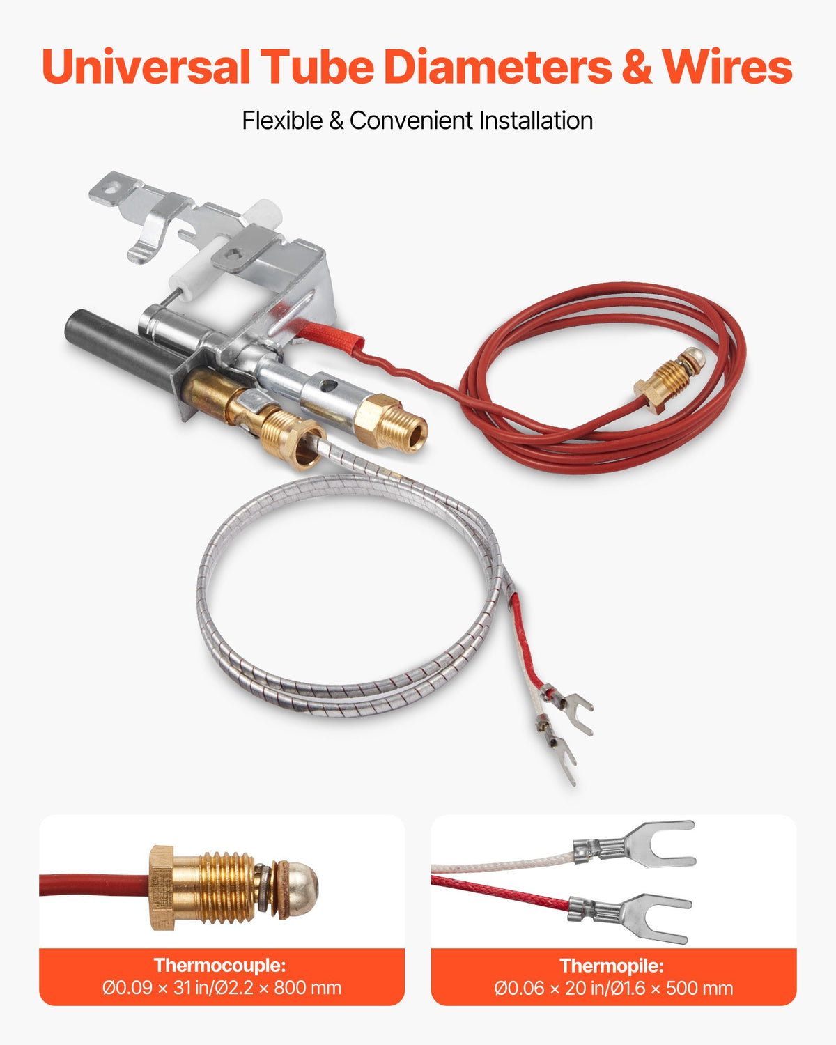 VEVOR Gas Pilot Assembly, OE 14D0477, LPG8404, SRV14D0477 Fireplace Gas Pilot Assembly Kit, LPG Ignition Replacement, Compatible with Lexington Forge, Majestic, Martin, Monessen Models