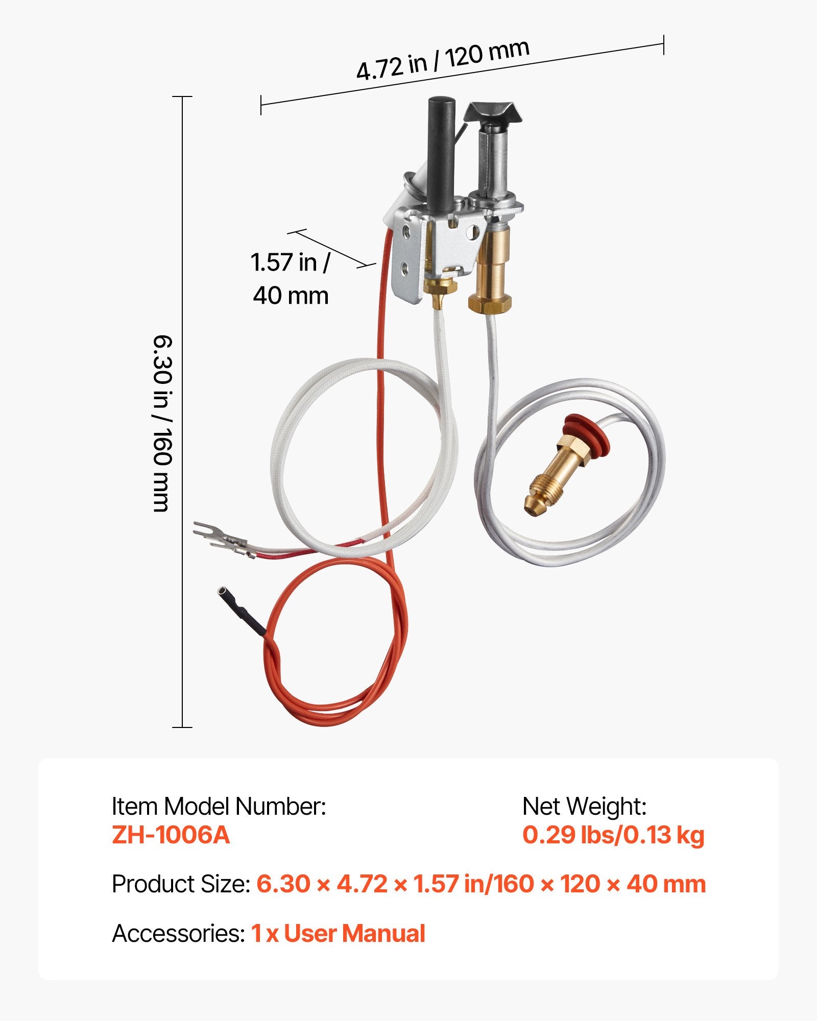 VEVOR Gas Pilot Assembly, OE 446-512A, HSRV 446-512A, SRV 446-512A Fireplace Gas Pilot Assembly Kit, Natural Gas Ignition Replacement, Compatible with Heat & Glo, Heatilator, Lennox, Regency Models