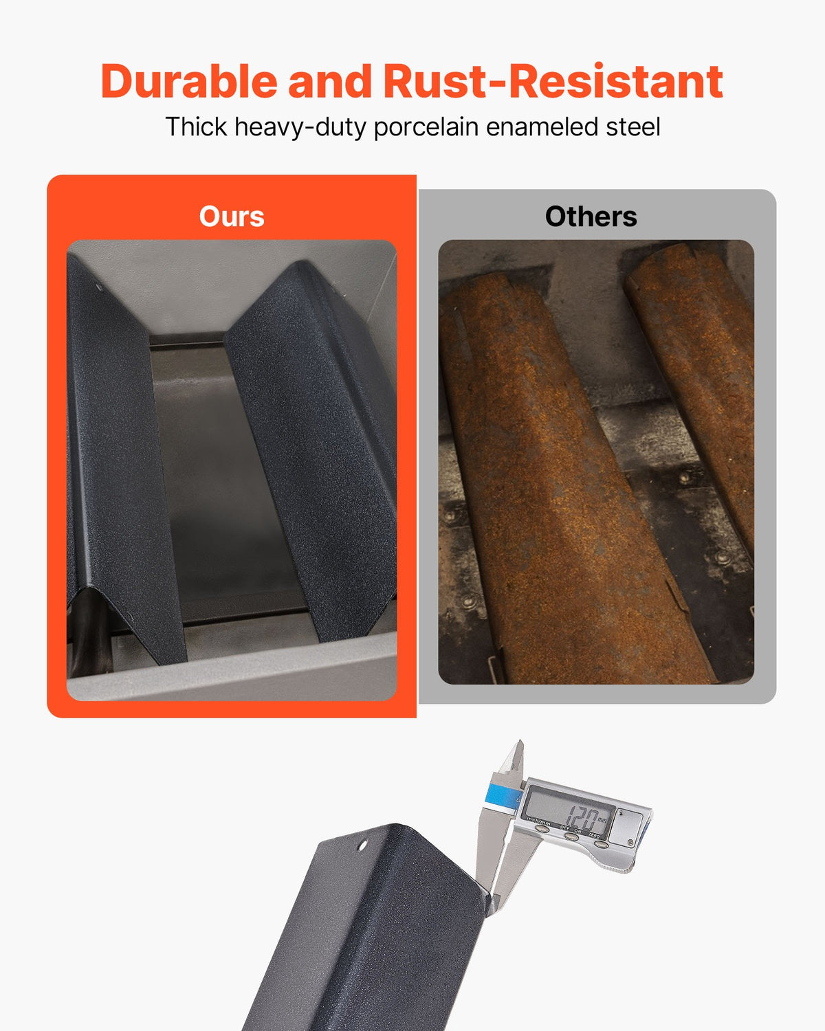 VEVOR Flavorizer Bars, 39cm Grill Replacement Part, for Weber Spirit I & II 200 Series Grills, Including Spirit ll E-210, ll E-220, ll S-210, E-210, S-210, Porcelain-enameled Steel Heat Plate, 3 Pack