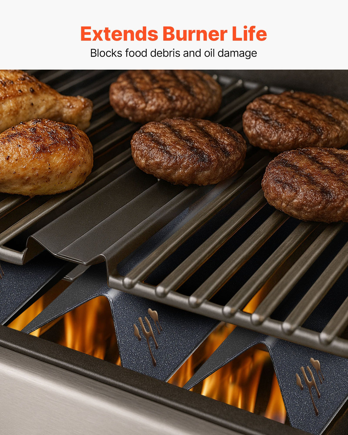 VEVOR Flavorizer Bars, 39cm Grill Replacement Part, for Weber Spirit I & II 200 Series Grills, Including Spirit ll E-210, ll E-220, ll S-210, E-210, S-210, Porcelain-enameled Steel Heat Plate, 3 Pack