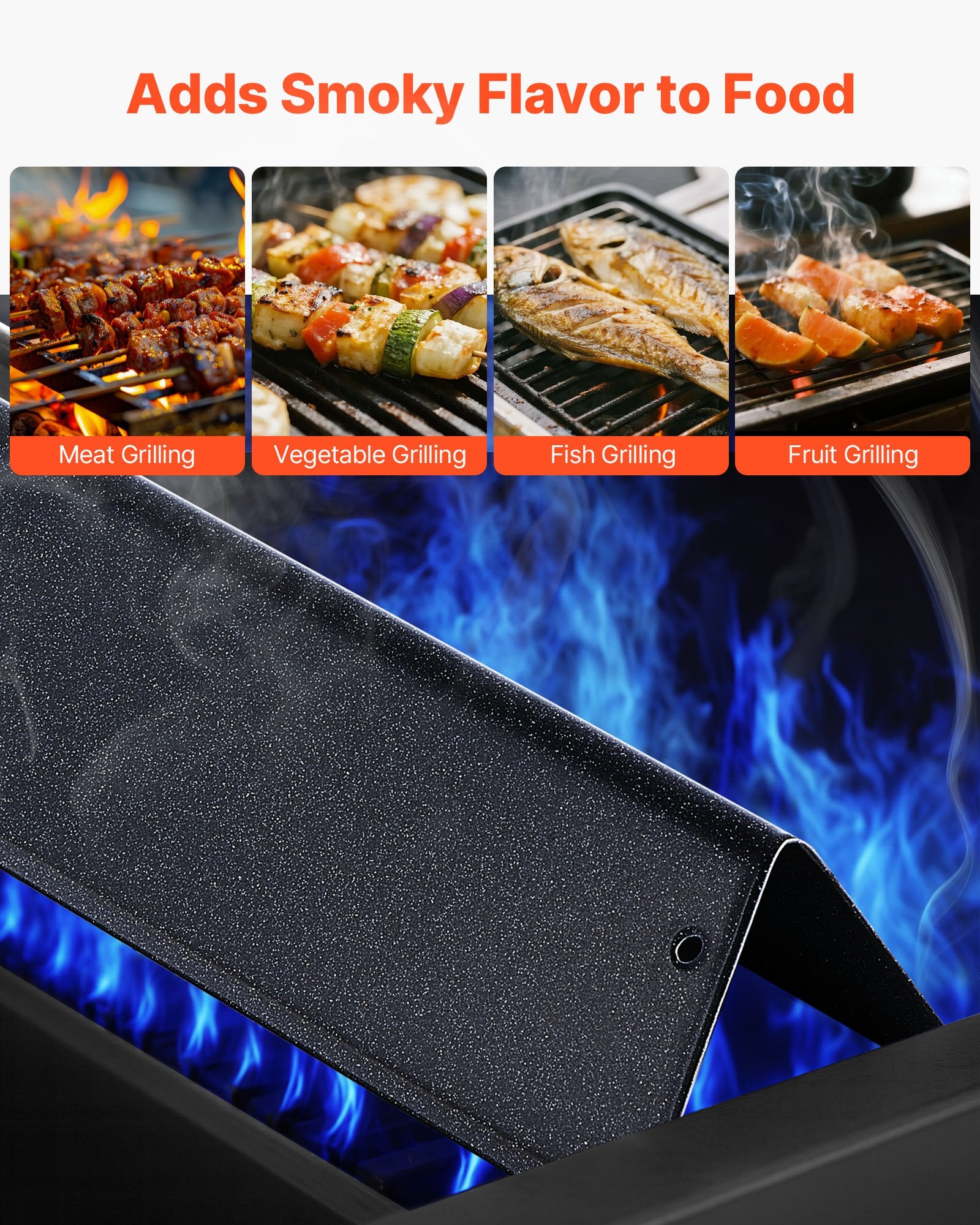 VEVOR Flavorizer Bars, 39cm Grill Replacement Part, for Weber Spirit I & II 200 Series Grills, Including Spirit ll E-210, ll E-220, ll S-210, E-210, S-210, Porcelain-enameled Steel Heat Plate, 3 Pack