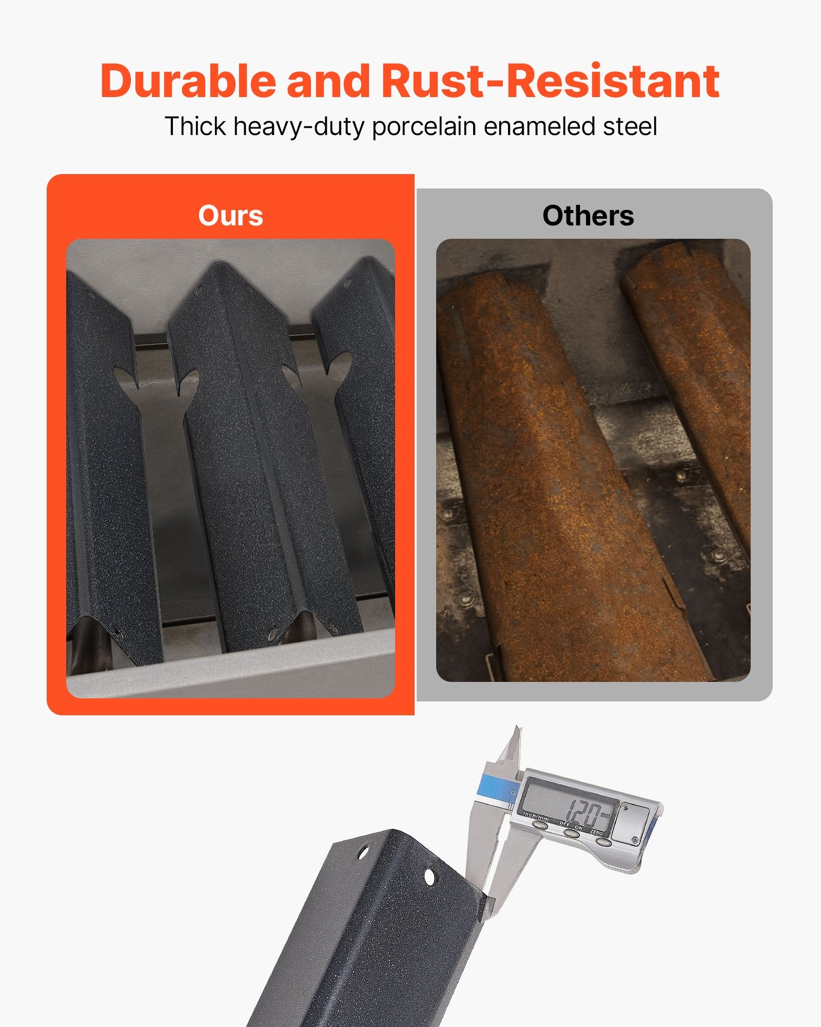 VEVOR Flavorizer Bars, 44cm Grill Replacement Part, for Weber Genesis ll 310 315 335 340, E/S 325s, ES/SX 325s, E/S 335, EX/SX/EPX-335 Grills, Porcelain-enameled Steel Thicker Heat Plate, 5 Pack