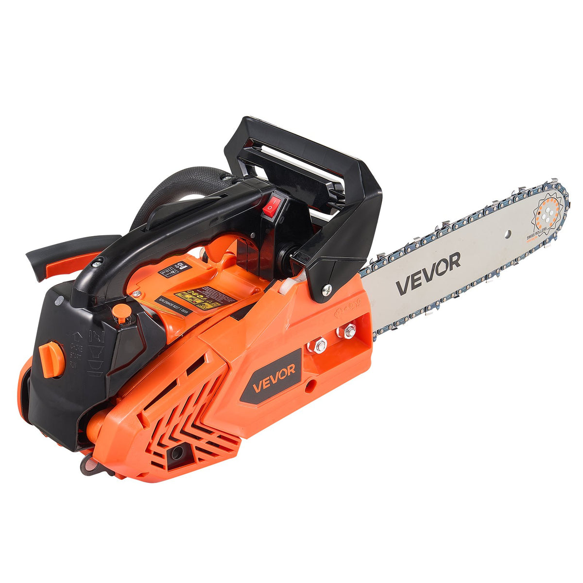 VEVOR 25 cc Gas Chainsaw, 305 mm Gas Powered Chainsaw, 0.75 kW Power Chain Saw with Non-Slip Handle, Gas-Powered Chainsaws with Dual Fuel Tanks, For Wood Cutting, Tree Trimming, and Land Clearing