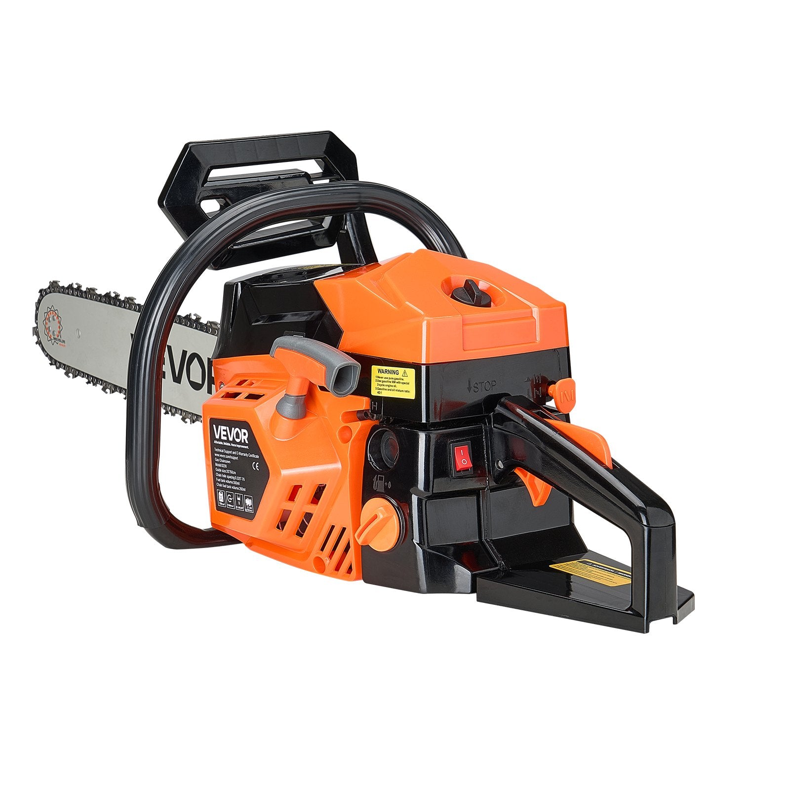 VEVOR 58 cc Gas Chainsaw, 508 mm Gas Powered Chainsaw, 2.0 kW Power Chain Saw with Non-Slip Handle, Gas-Powered Chainsaws with Dual Fuel Tanks, For Wood Cutting, Tree Trimming, and Land Clearing