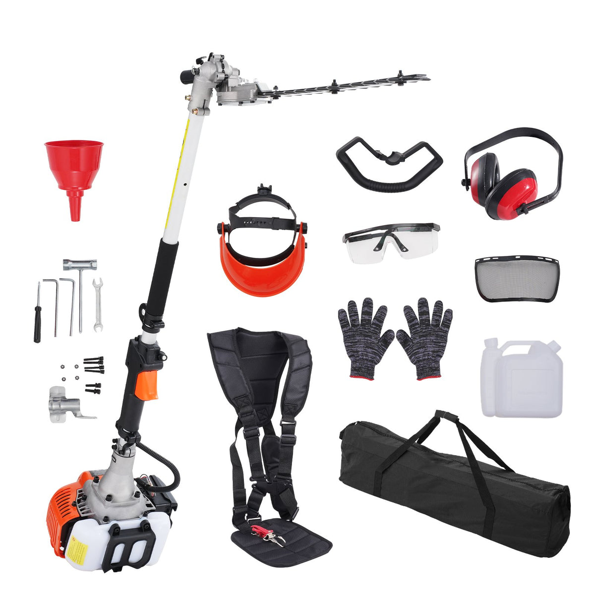VEVOR 15.7-inch 26CC 2 Cycle Gas Hedge Trimmer, Gas Powered Pole Hedge Trimmer with Dual Sided Dual Action Blade, Adjustable Trimmer Head, Suitable for Trimming Shrubs, Bushes